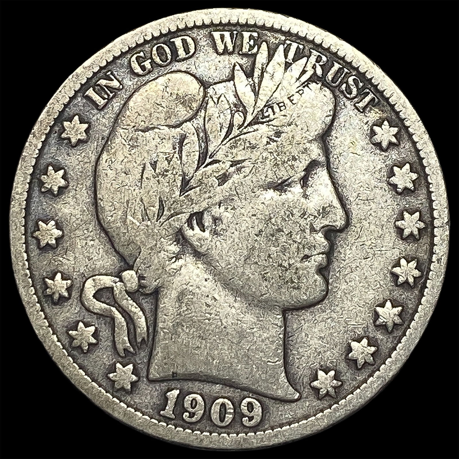 1909-S Silver Barber Half Dollar NICELY CIRCULATED (1 of 2)