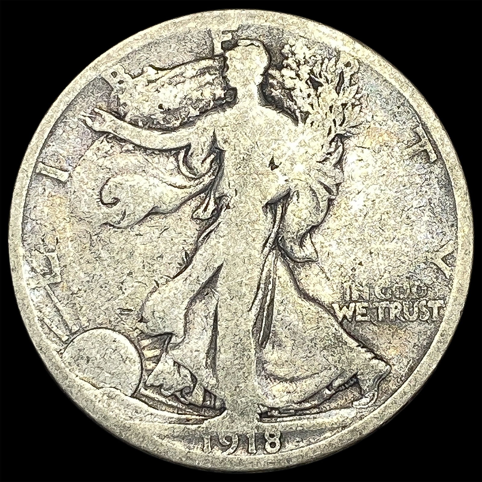 1918-D Silver Walking Liberty Half Dollar NICELY CIRCULATED (1 of 2)