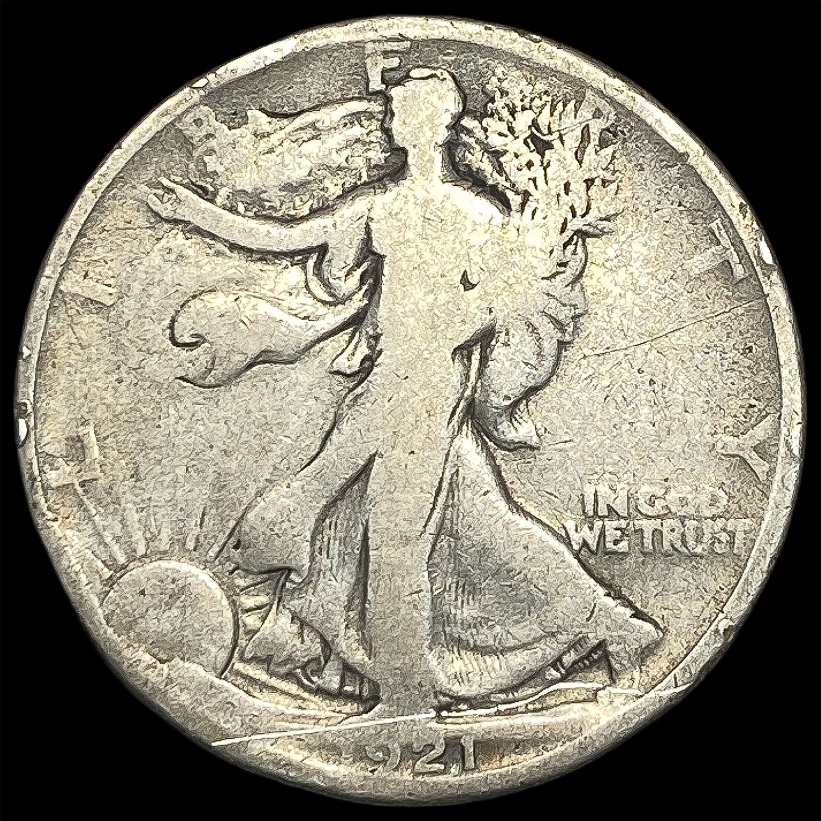 1921 Silver Walking Liberty Half Dollar NICELY CIRCULATED: 1921 Silver Walking Liberty Half Dollar NICELY CIRCULATED