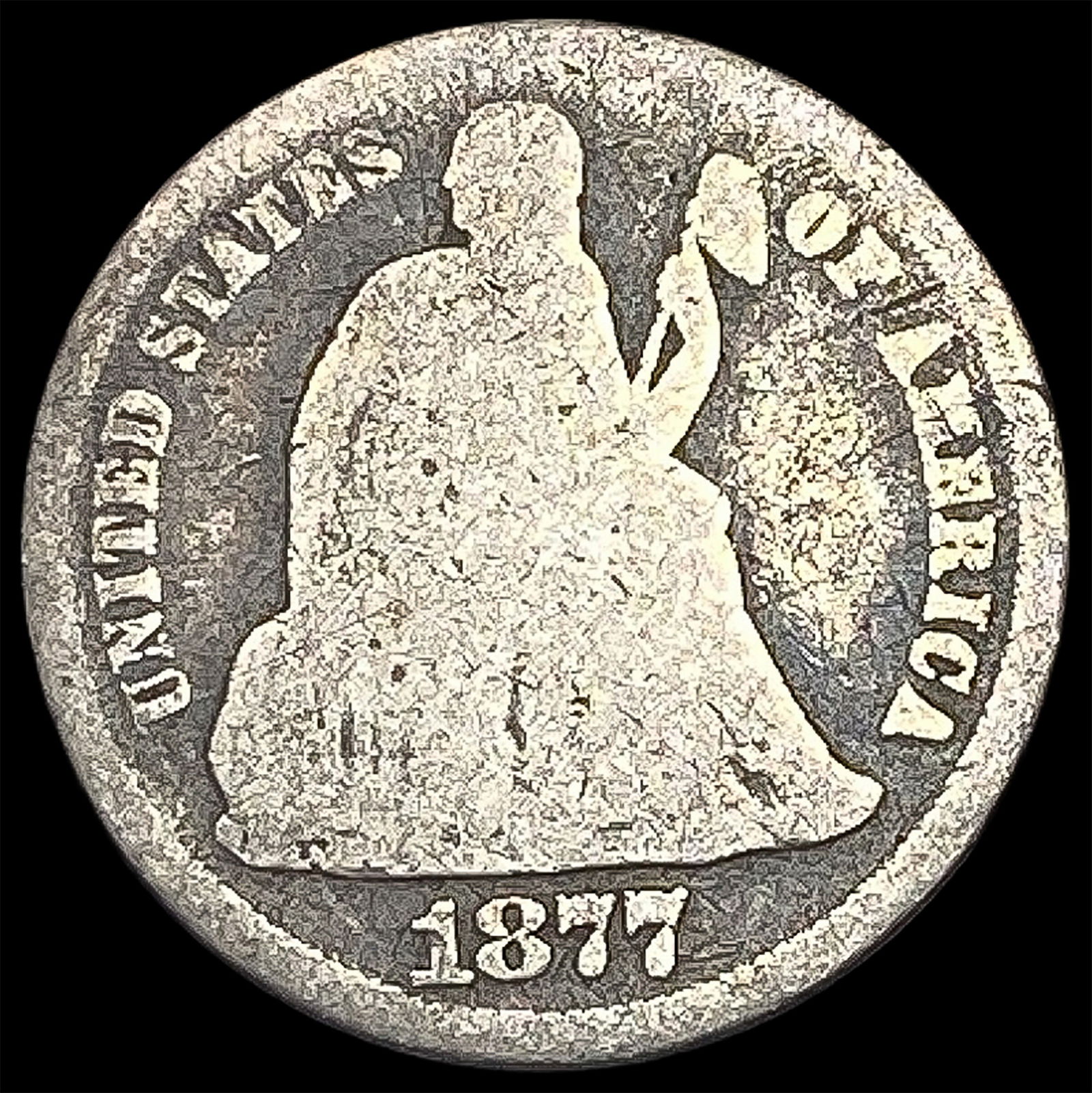 1877-CC Silver Seated Liberty Dime NICELY CIRCULATED (1 of 2)