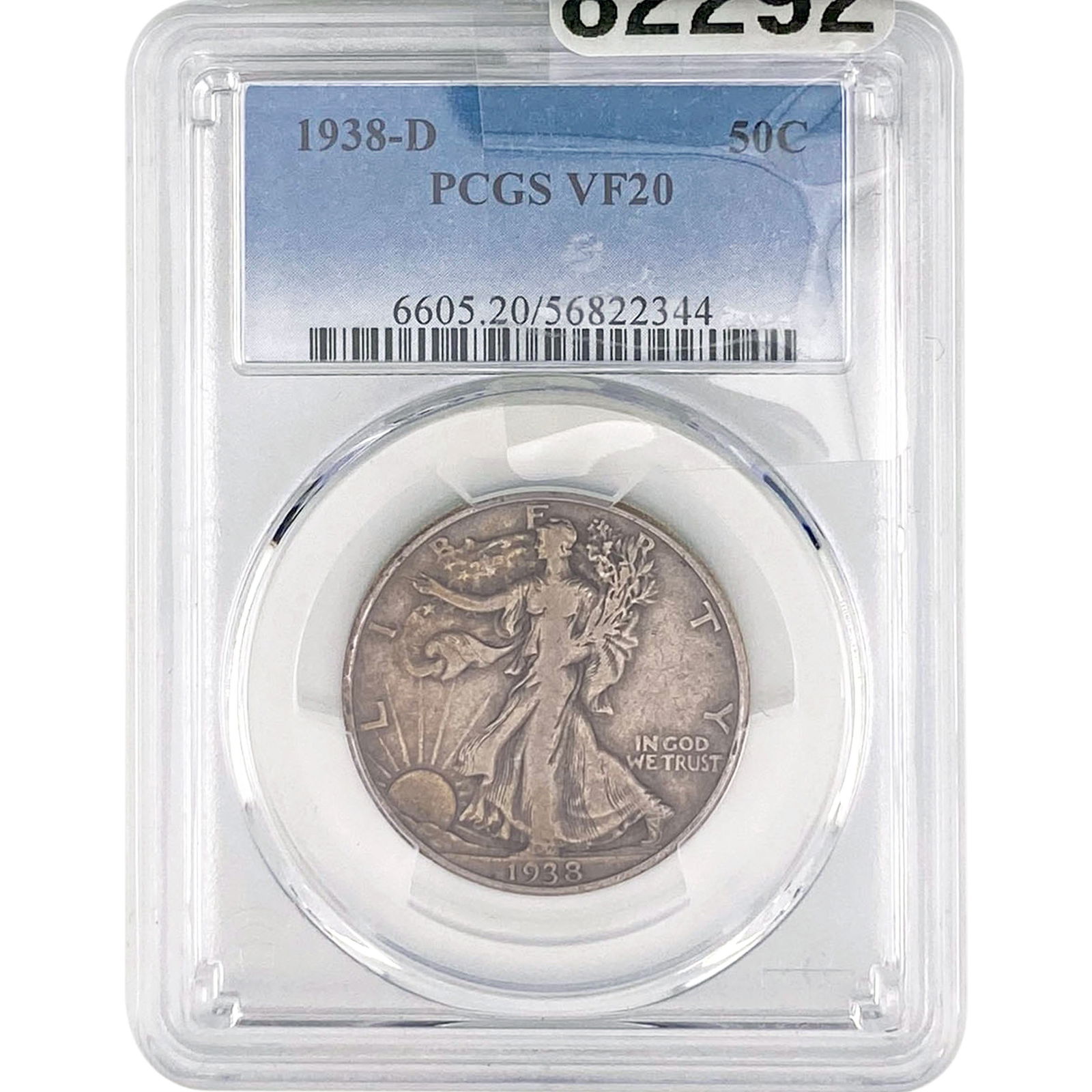 1938-D Walking Liberty Half Dollar PCGS VG20: 1938-D Walking Liberty Half Dollar PCGS VG20