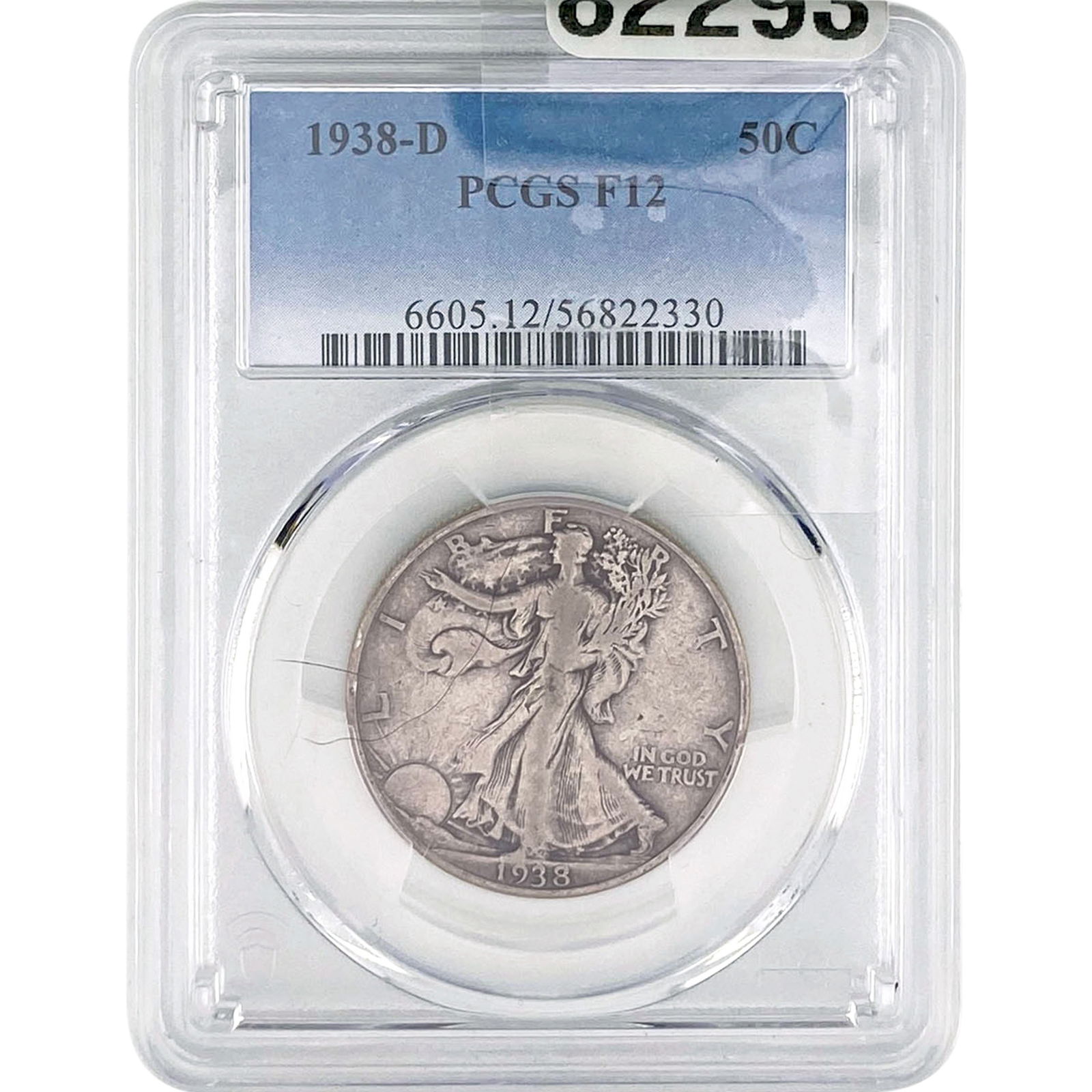1938-D Walking Liberty Half Dollar PCGS F12: 1938-D Walking Liberty Half Dollar PCGS F12