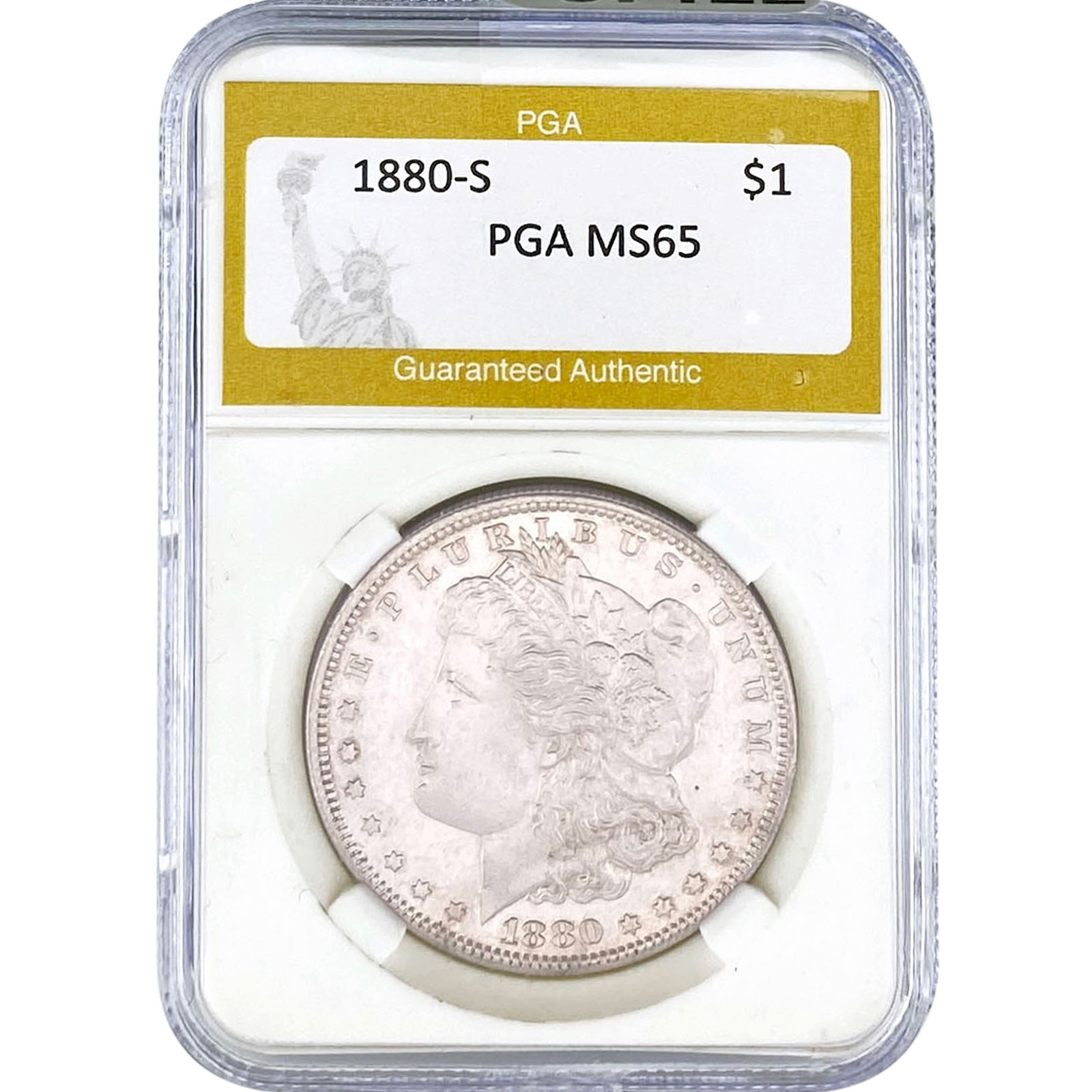 1880-S Morgan Silver Dollar PGA MS65: 1880-S Morgan Silver Dollar PGA MS65