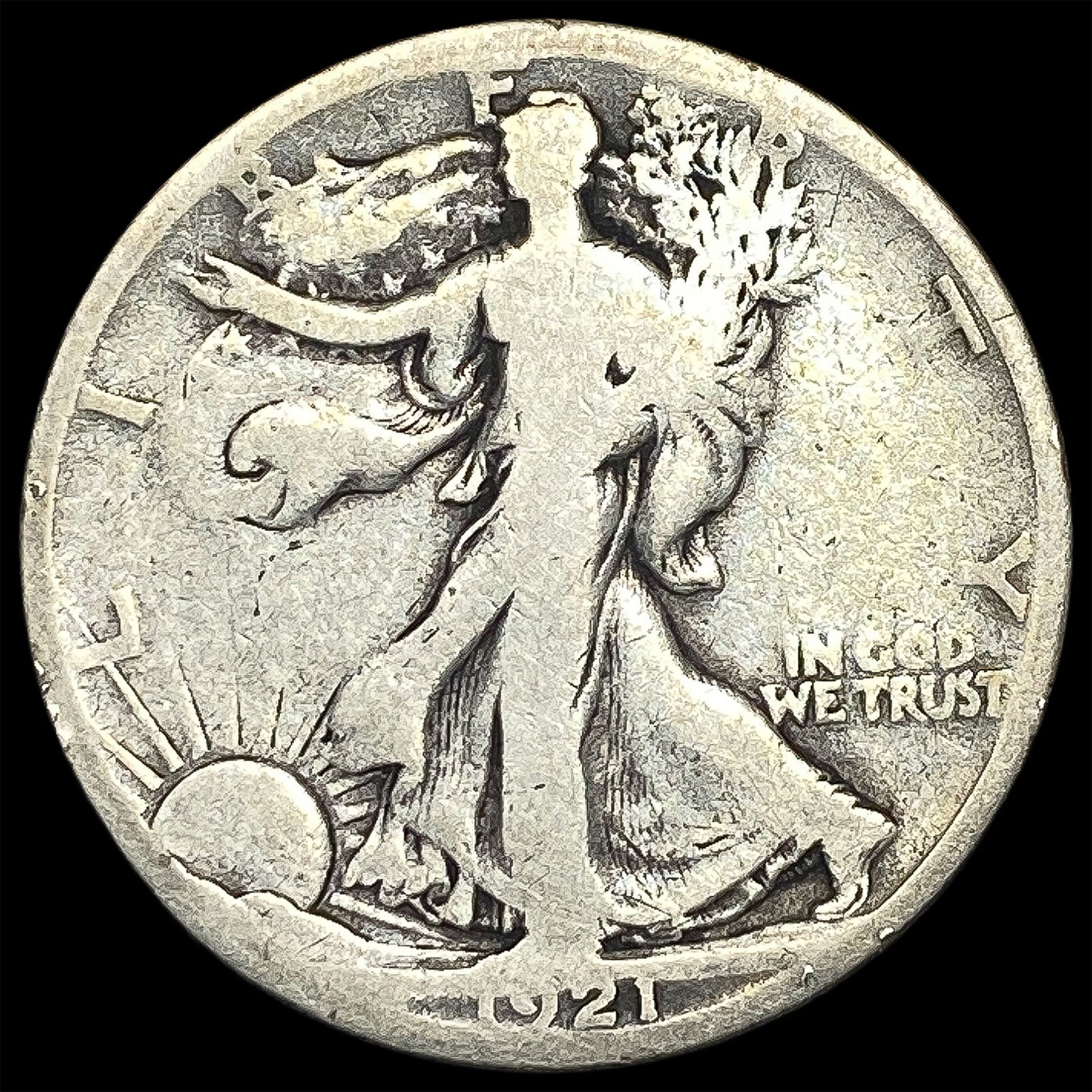 1921-S Silver Walking Liberty Half Dollar NICELY CIRCULATED (1 of 2)