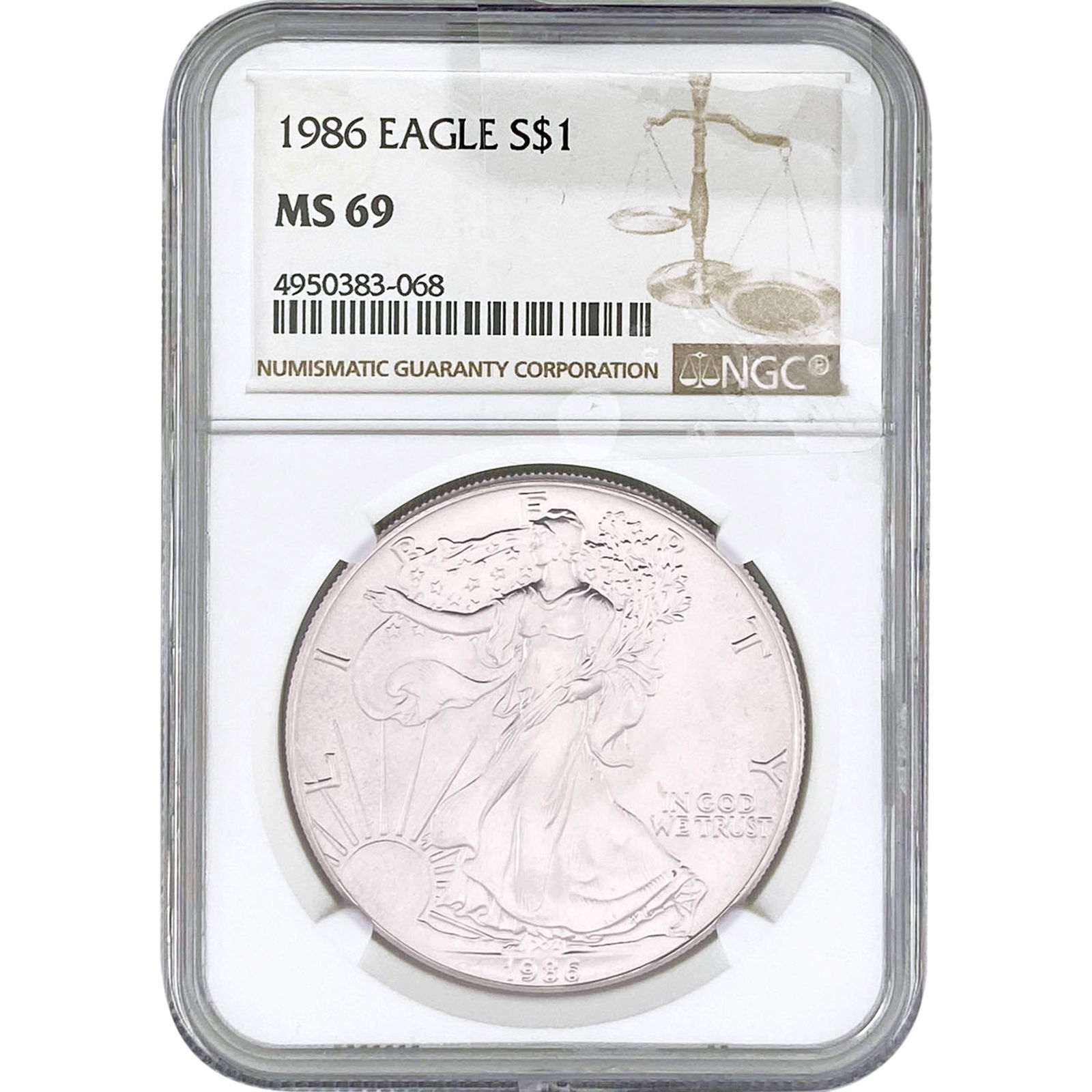 1986 NGC MS69 1OZ Silver SE (1 of 2)