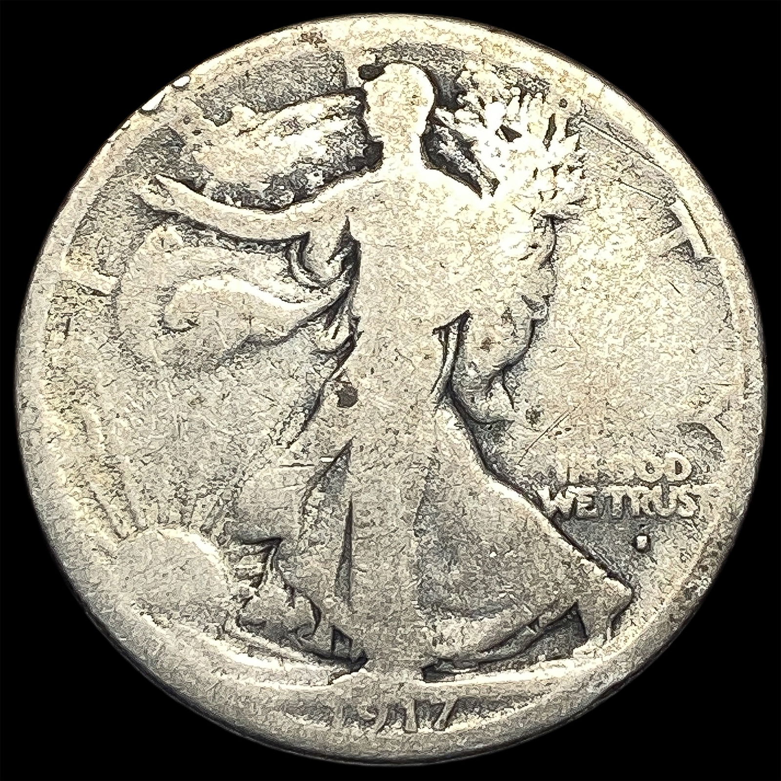 1917-S Silver Walking Liberty Half Dollar NICELY CIRCULATED (1 of 2)