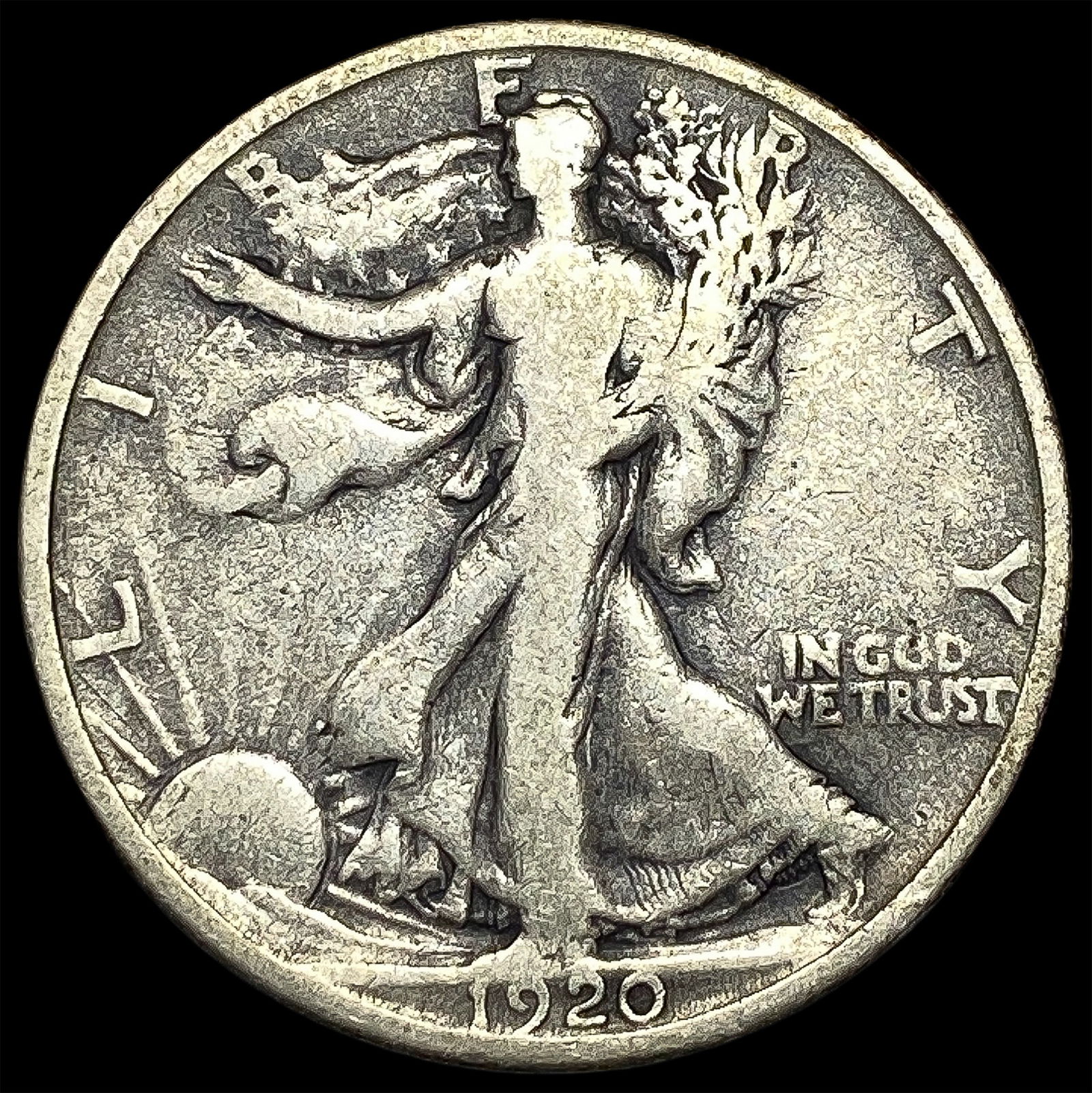 1920-D Silver Walking Liberty Half Dollar LIGHTLY CIRCULATED (1 of 2)