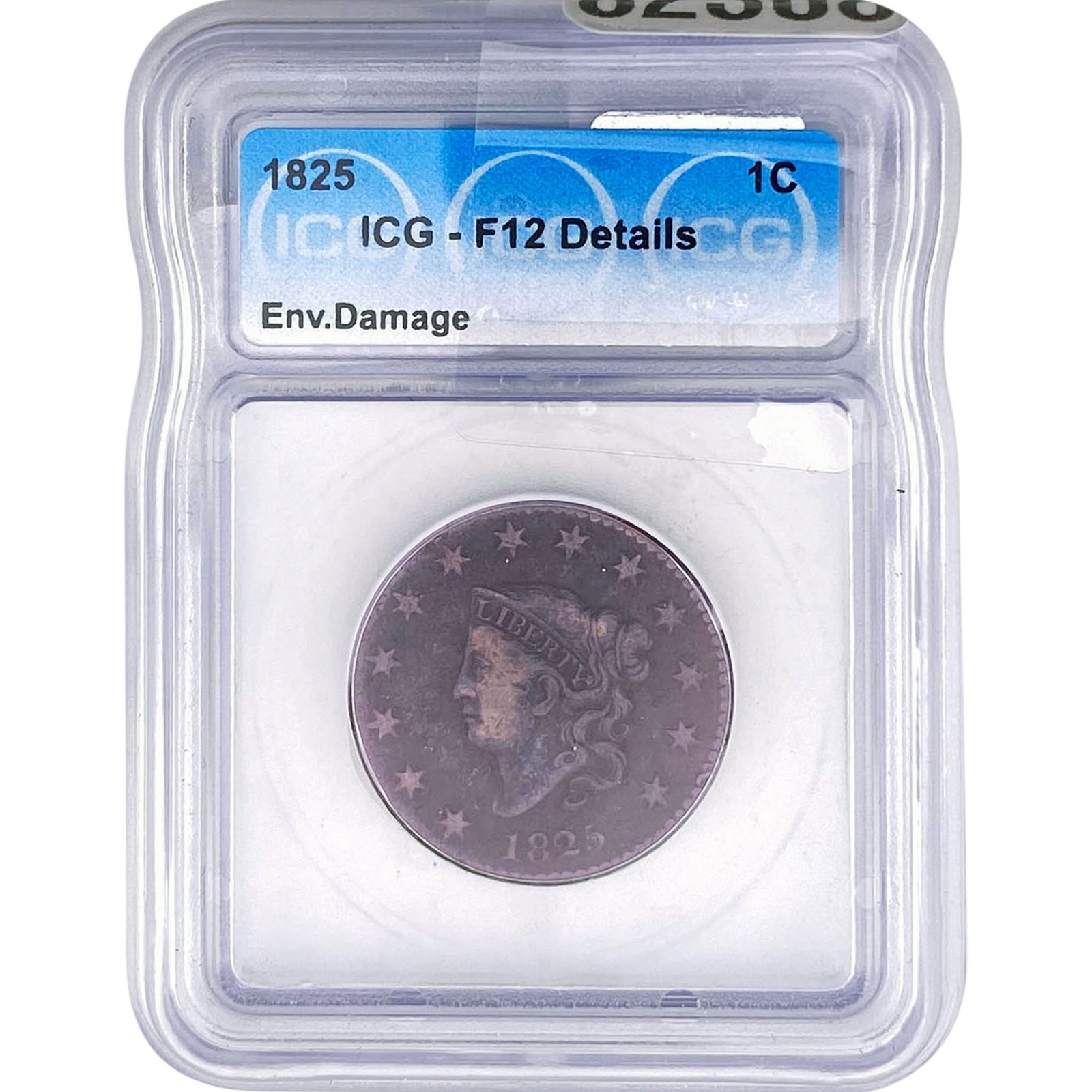 1825 Coronet Head Cent ICG F12 (1 of 2)