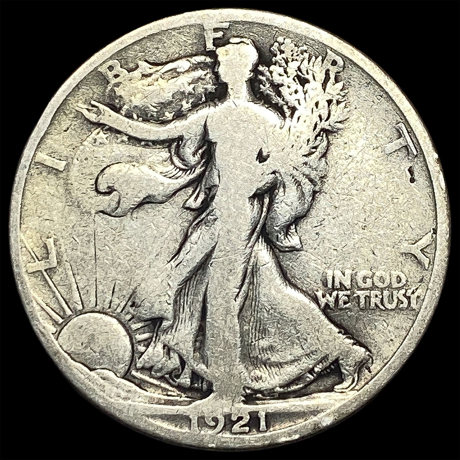 1921-S Silver Walking Liberty Half Dollar NICELY CIRCULATED (1 of 2)