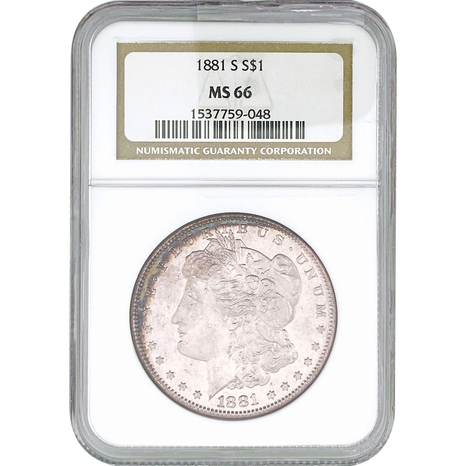 1881-S Morgan Silver Dollar NGC MS66: 1881-S Morgan Silver Dollar NGC MS66