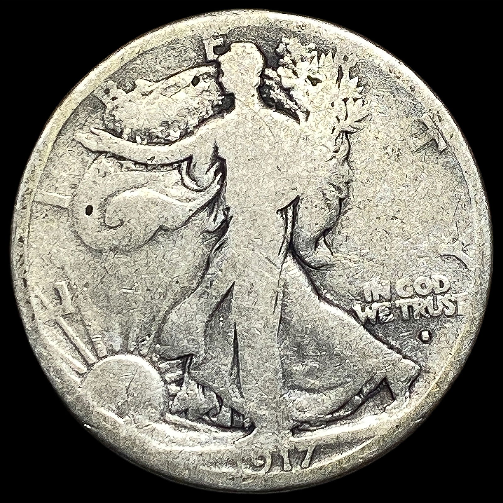1917-S Silver Walking Liberty Half Dollar NICELY CIRCULATED (1 of 2)