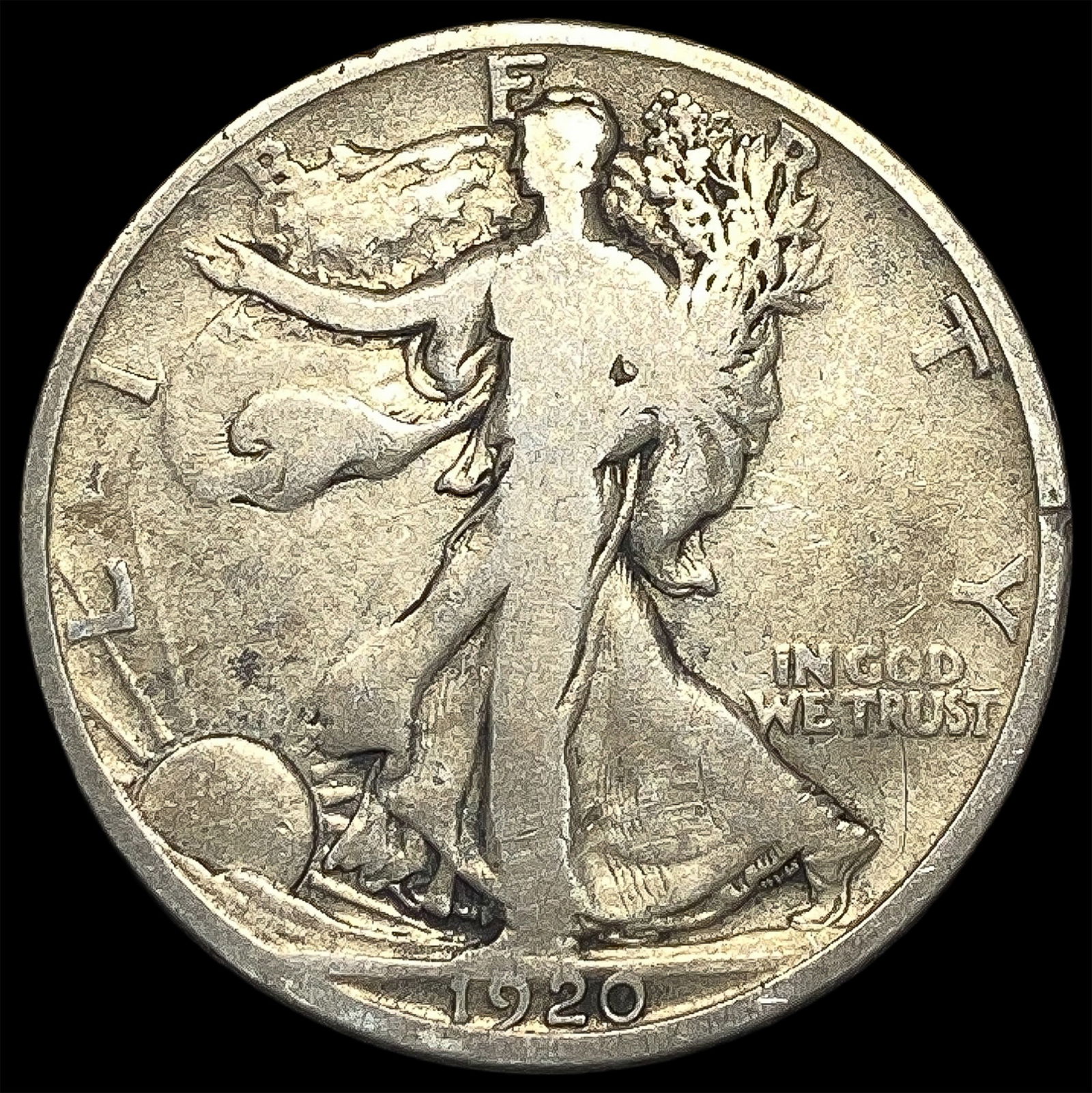 1920-D Silver Walking Liberty Half Dollar NICELY CIRCULATED (1 of 2)