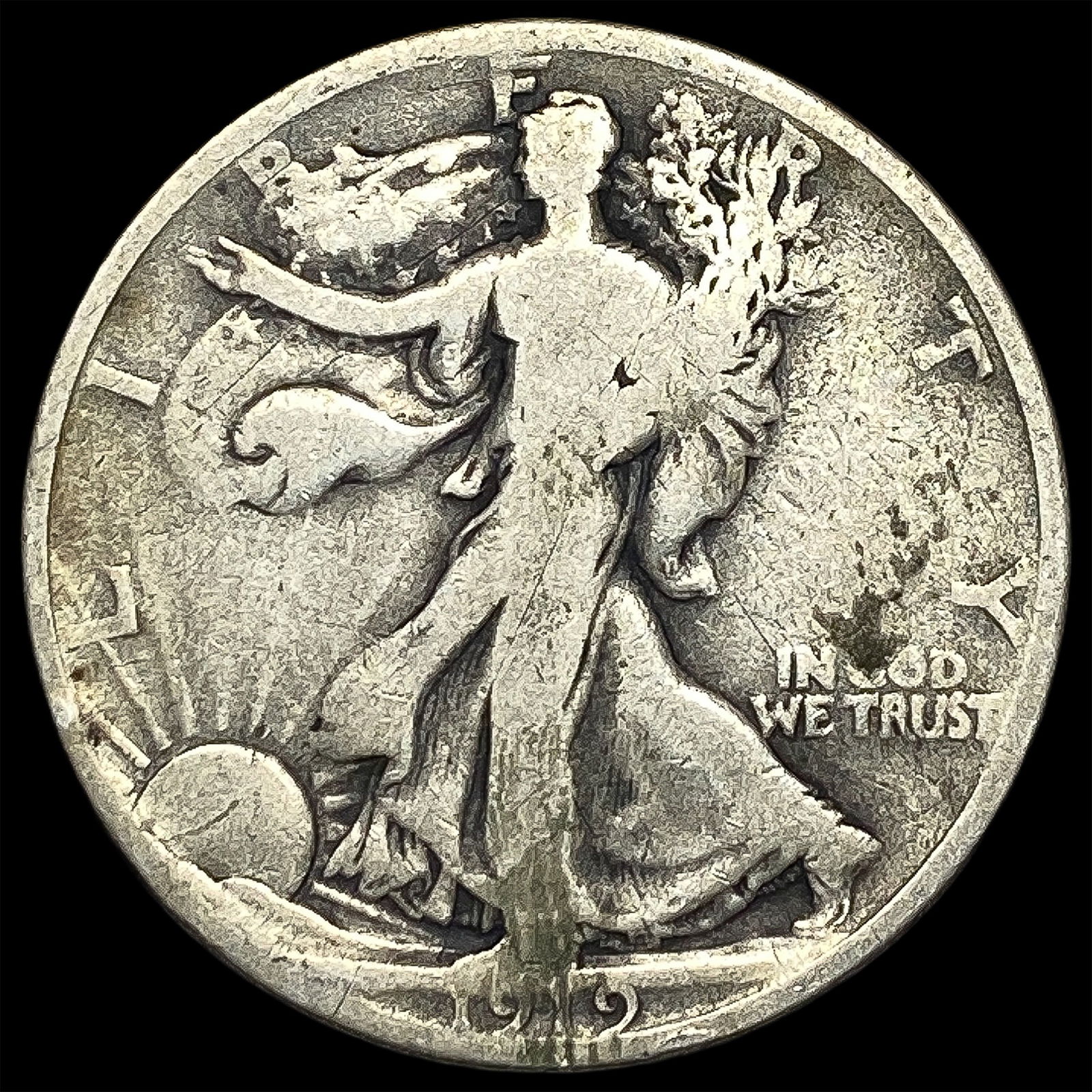 1919-D Silver Walking Liberty Half Dollar NICELY CIRCULATED: 1919-D Silver Walking Liberty Half Dollar NICELY CIRCULATED