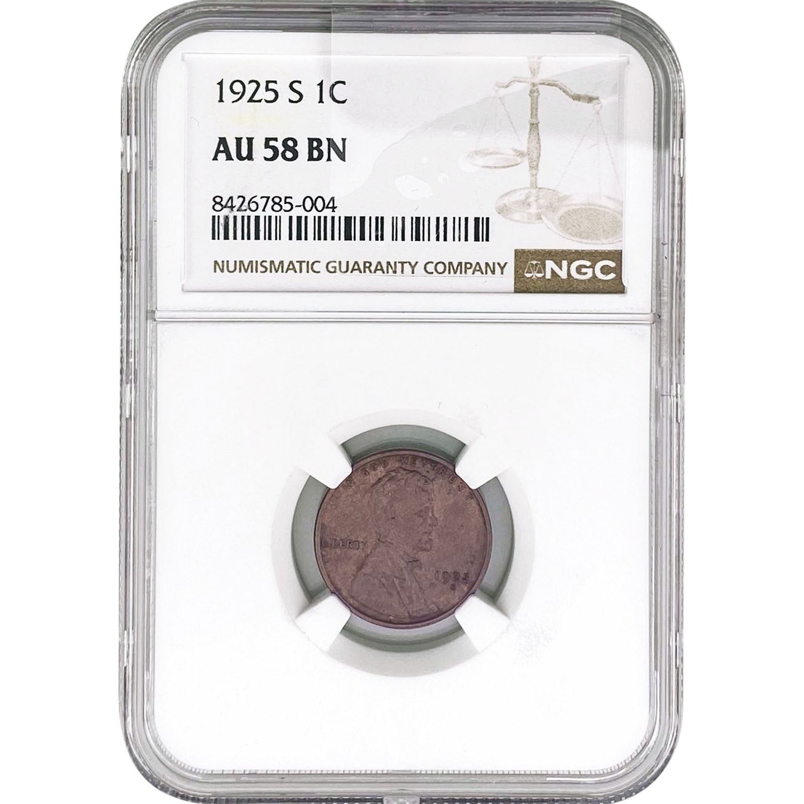 1925-S Wheat Cent NGC AU58 BN (1 of 2)