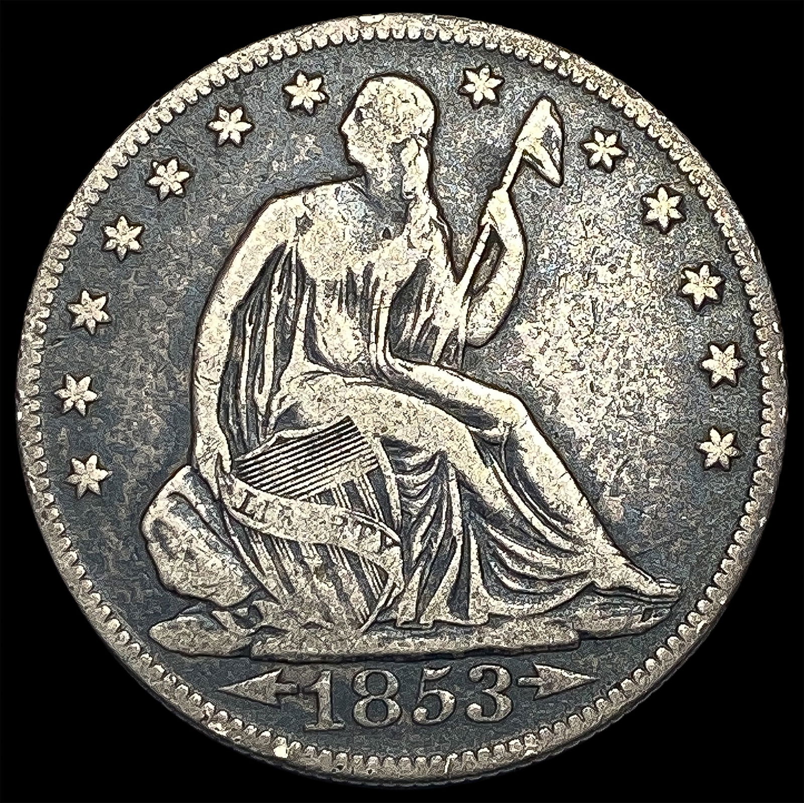 1853-O Silver Seated Liberty Half Dollar ABOUT UNCIRCULATED (1 of 2)