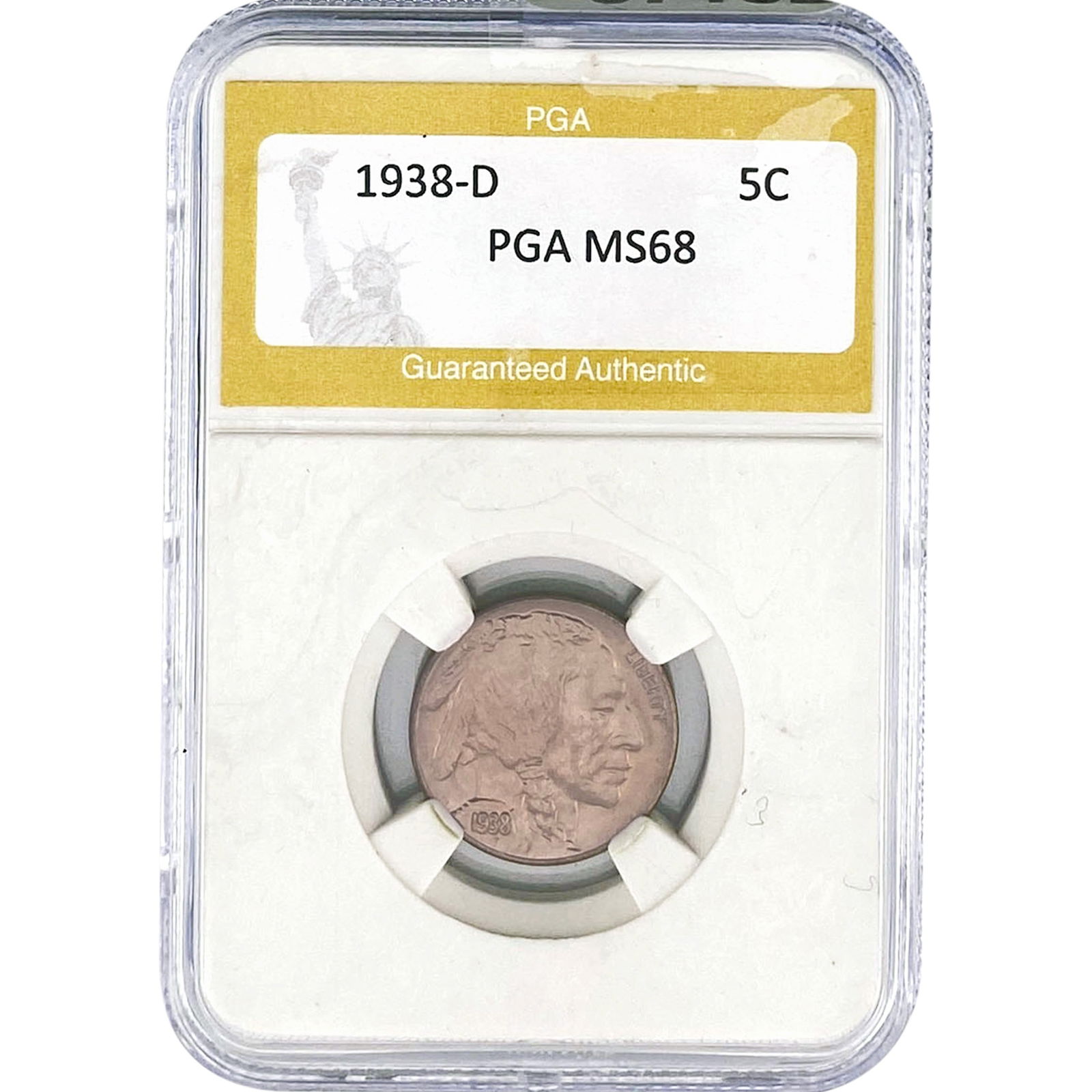 1938-D Buffalo Nickel PGA MS68: 1938-D Buffalo Nickel PGA MS68