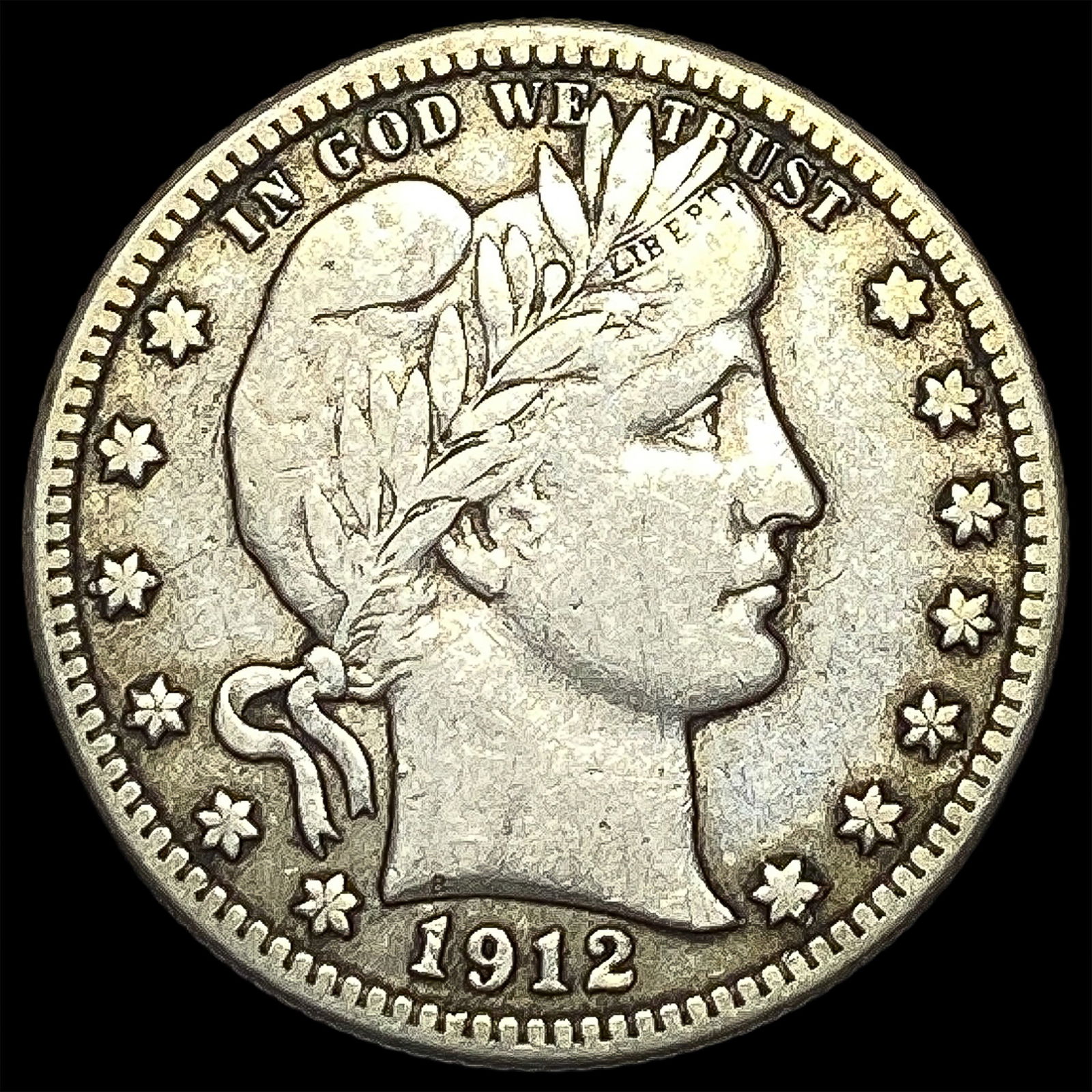 1912-S Silver Barber Quarter ABOUT UNCIRCULATED (1 of 2)