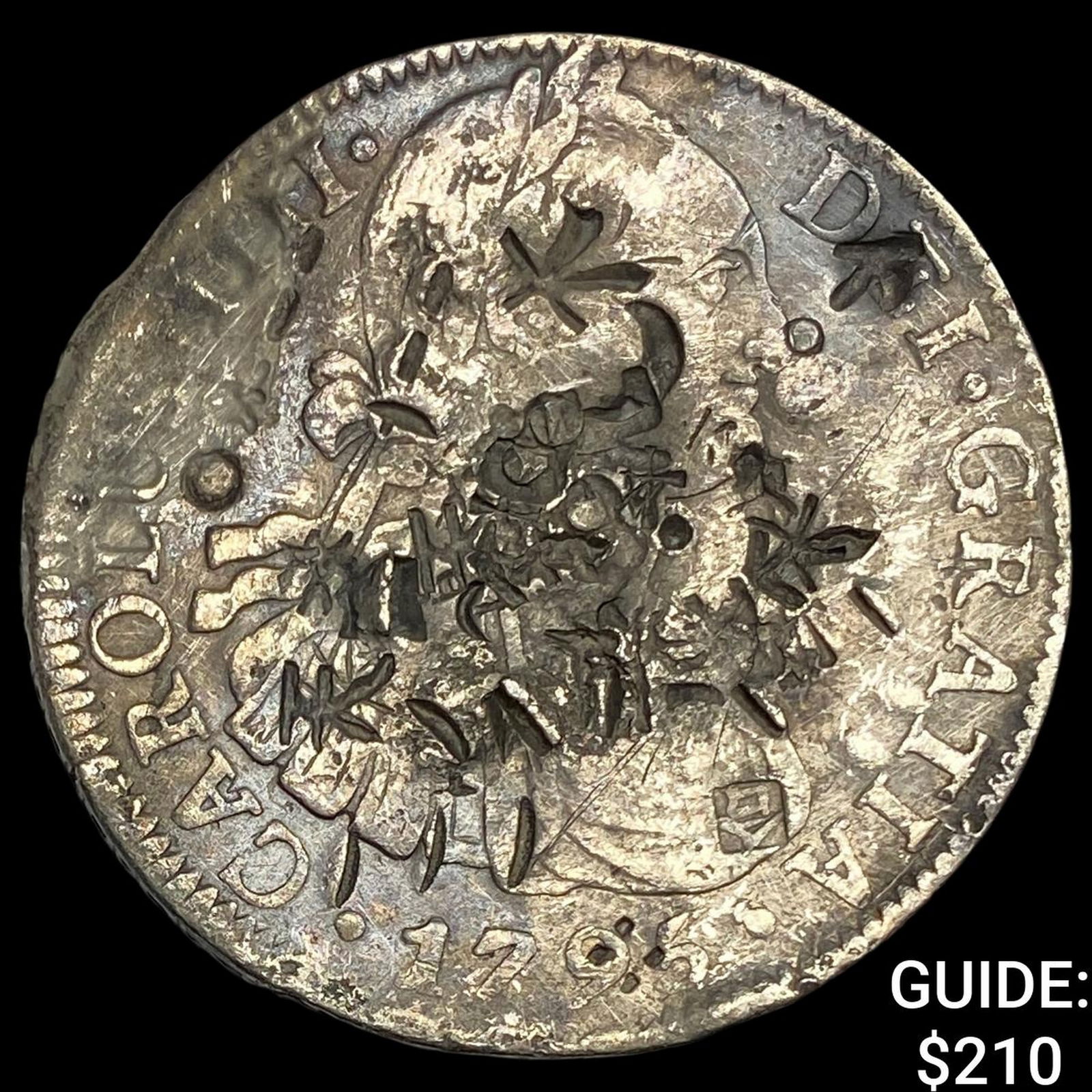 1795 Mo Mexico Silver 8 Reales Chopmarked NEARLY UNCIRCULATED (1 of 2)