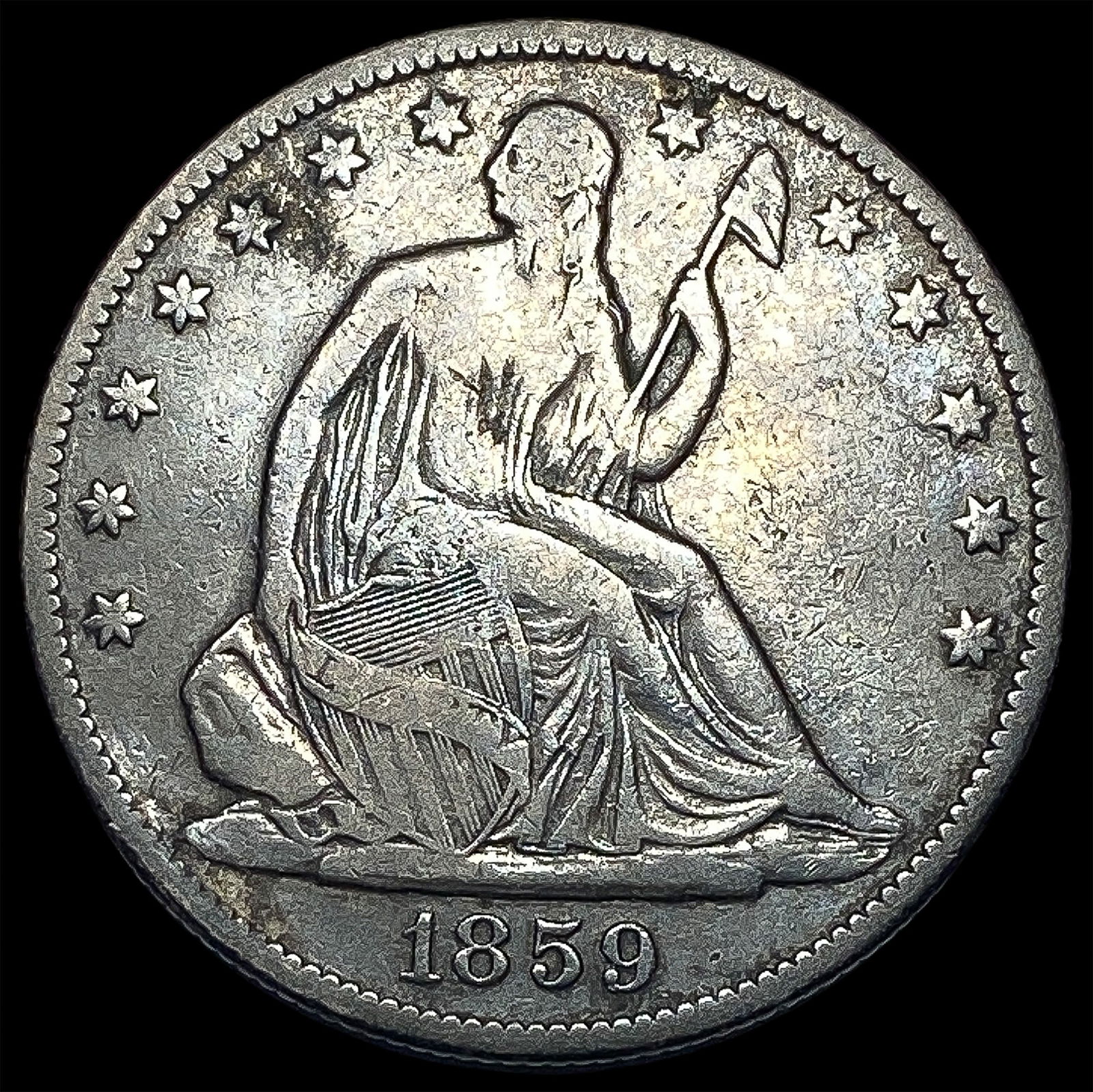 1859-O Silver Half Dollar ABOUT UNCIRCULATED (1 of 2)