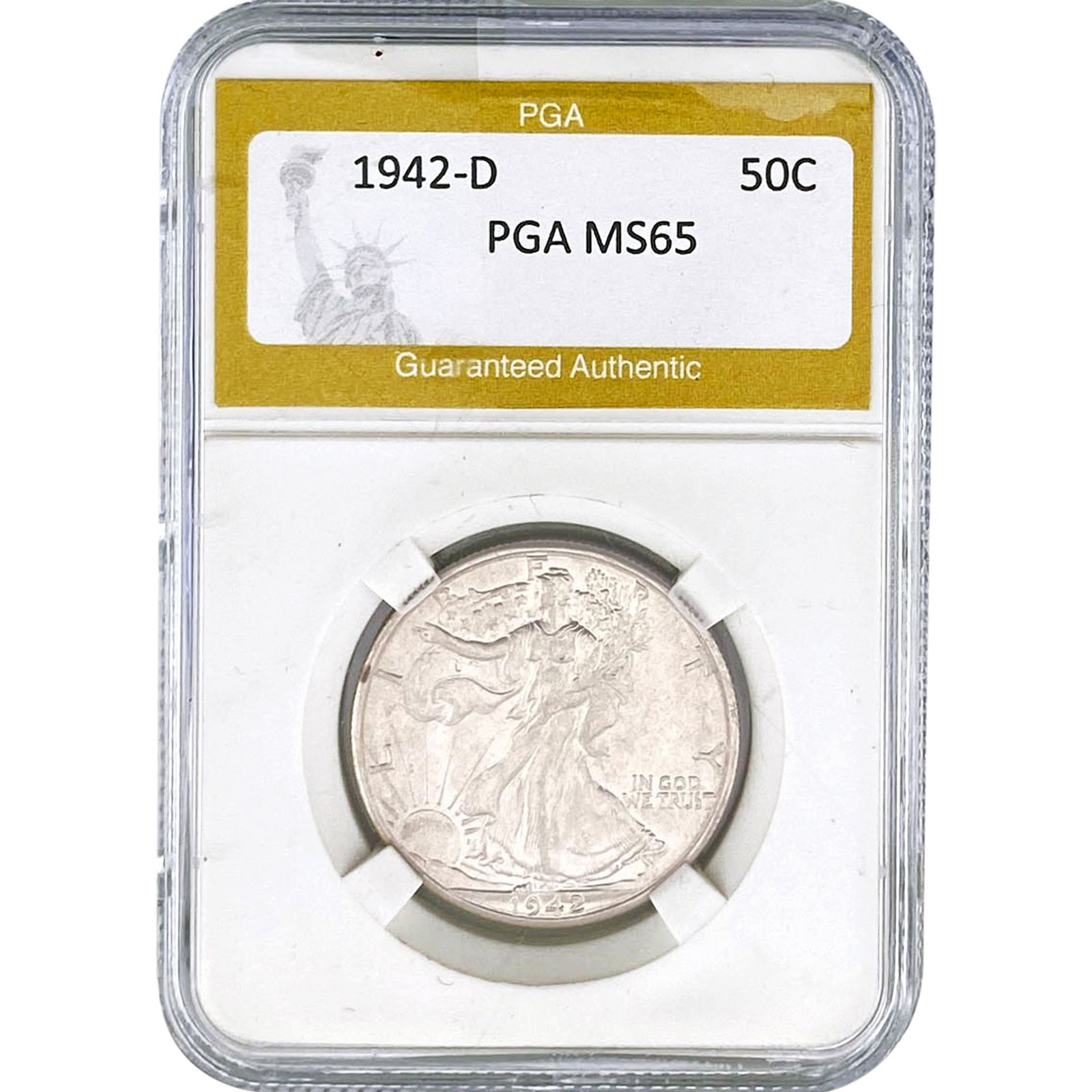 1942-D Walking Liberty Half Dollar PGA MS65: 1942-D Walking Liberty Half Dollar PGA MS65