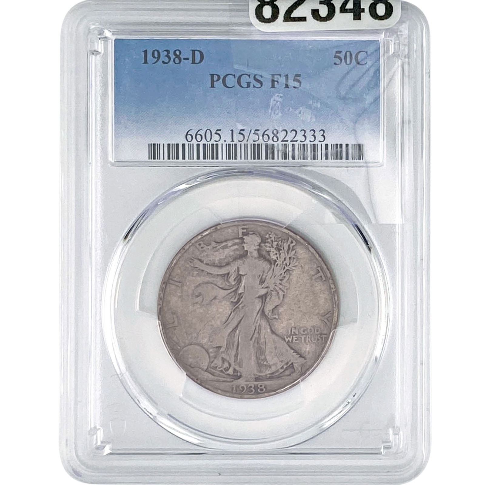 1938-D Walking Liberty Half Dollar PCGS F15: 1938-D Walking Liberty Half Dollar PCGS F15