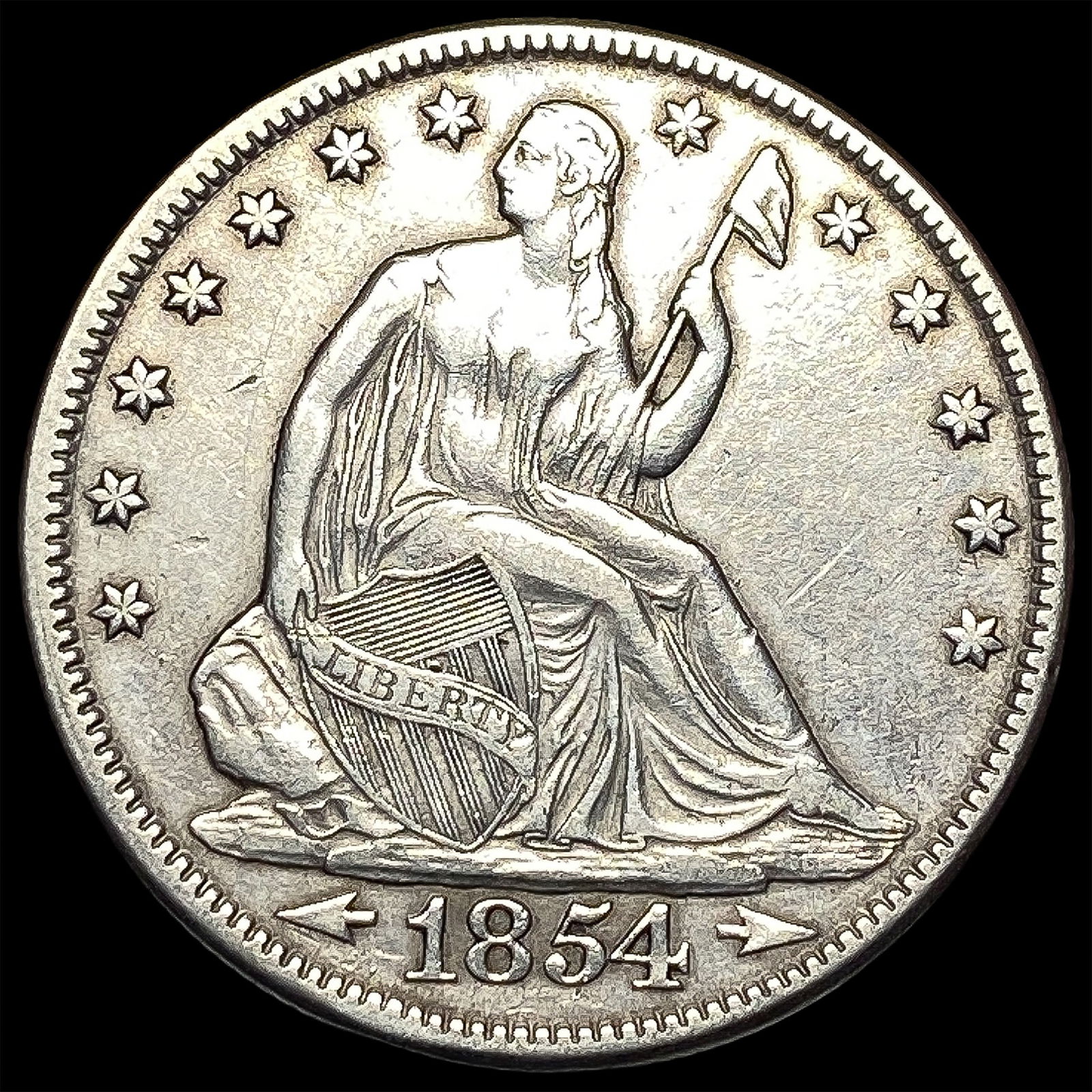 1854 Seated Liberty Half Dollar NEARLY UNCIRCULATED (1 of 2)