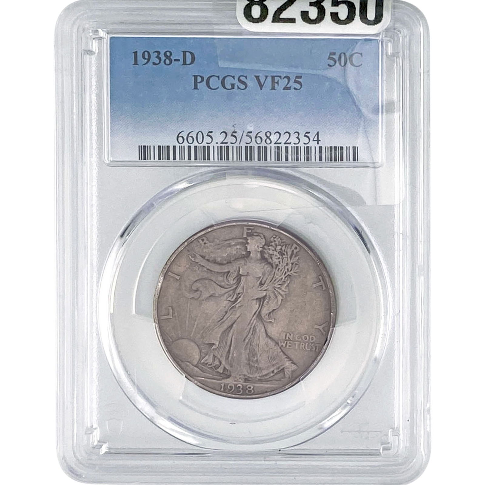 1938-D Walking Liberty Half Dollar PCGS VF25: 1938-D Walking Liberty Half Dollar PCGS VF25