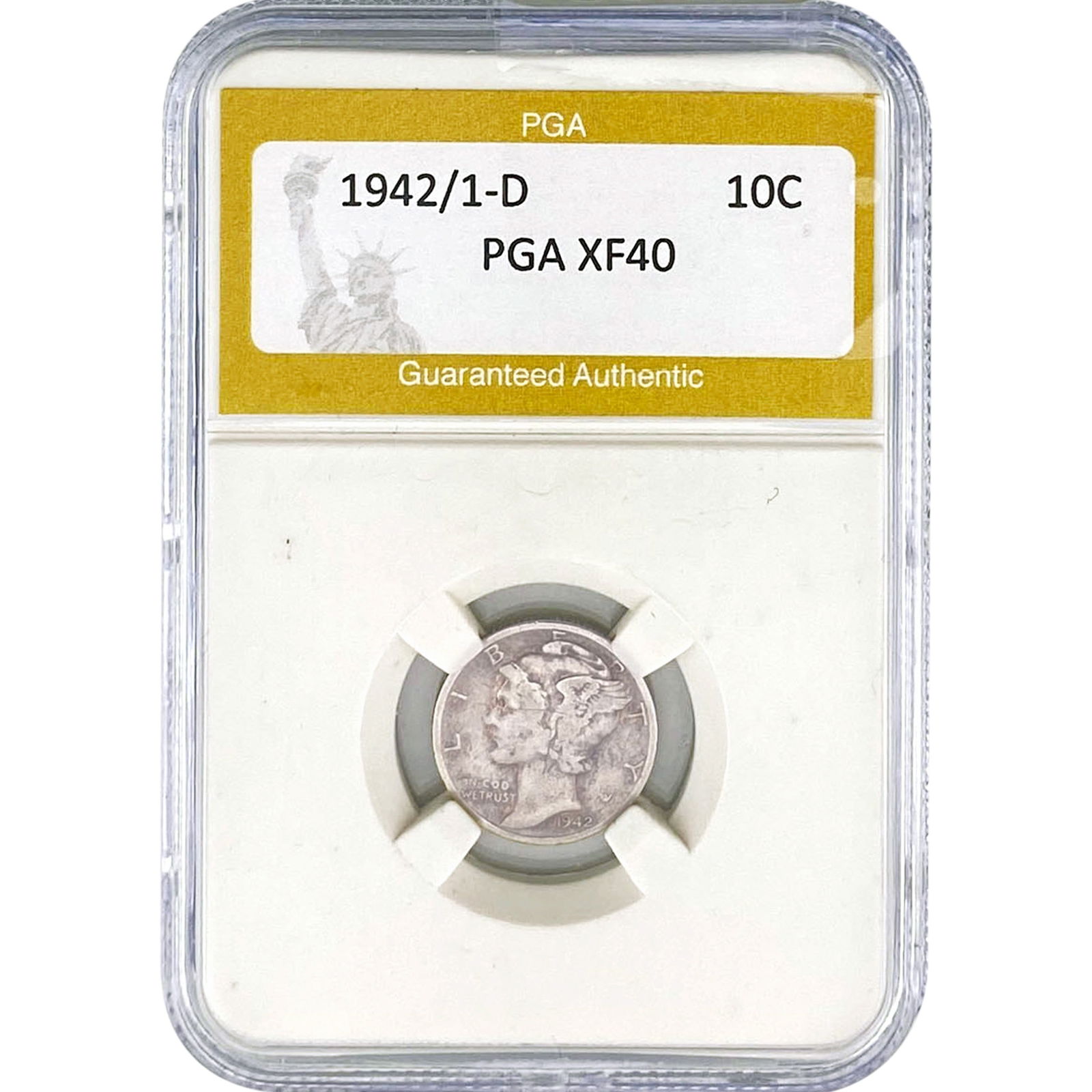 1942/1-D Mercury Silver Dime PGA XF40: 1942/1-D Mercury Silver Dime PGA XF40