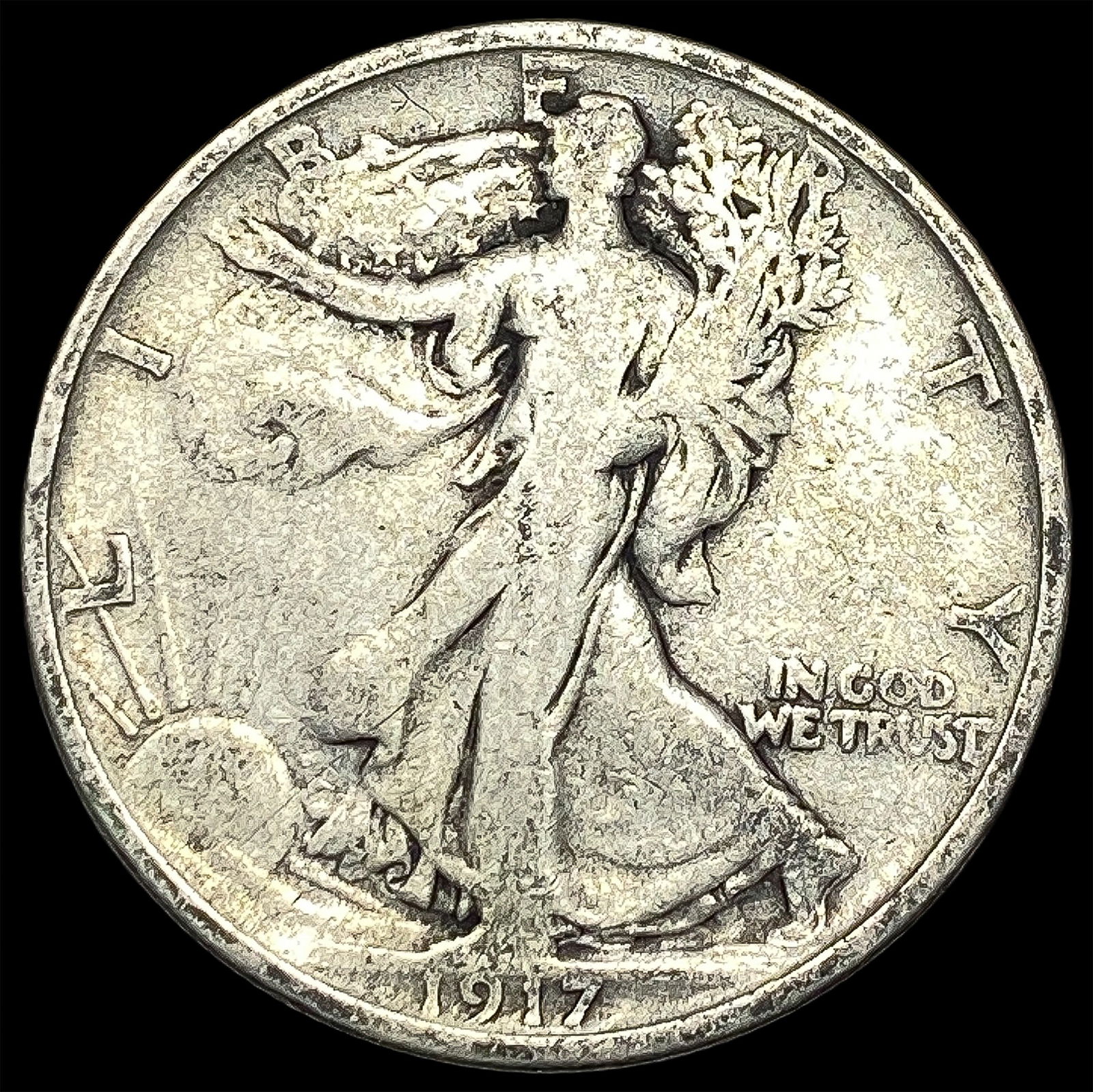 1917-S Silver Walking Liberty Half Dollar LIGHTLY CIRCULATED (1 of 2)