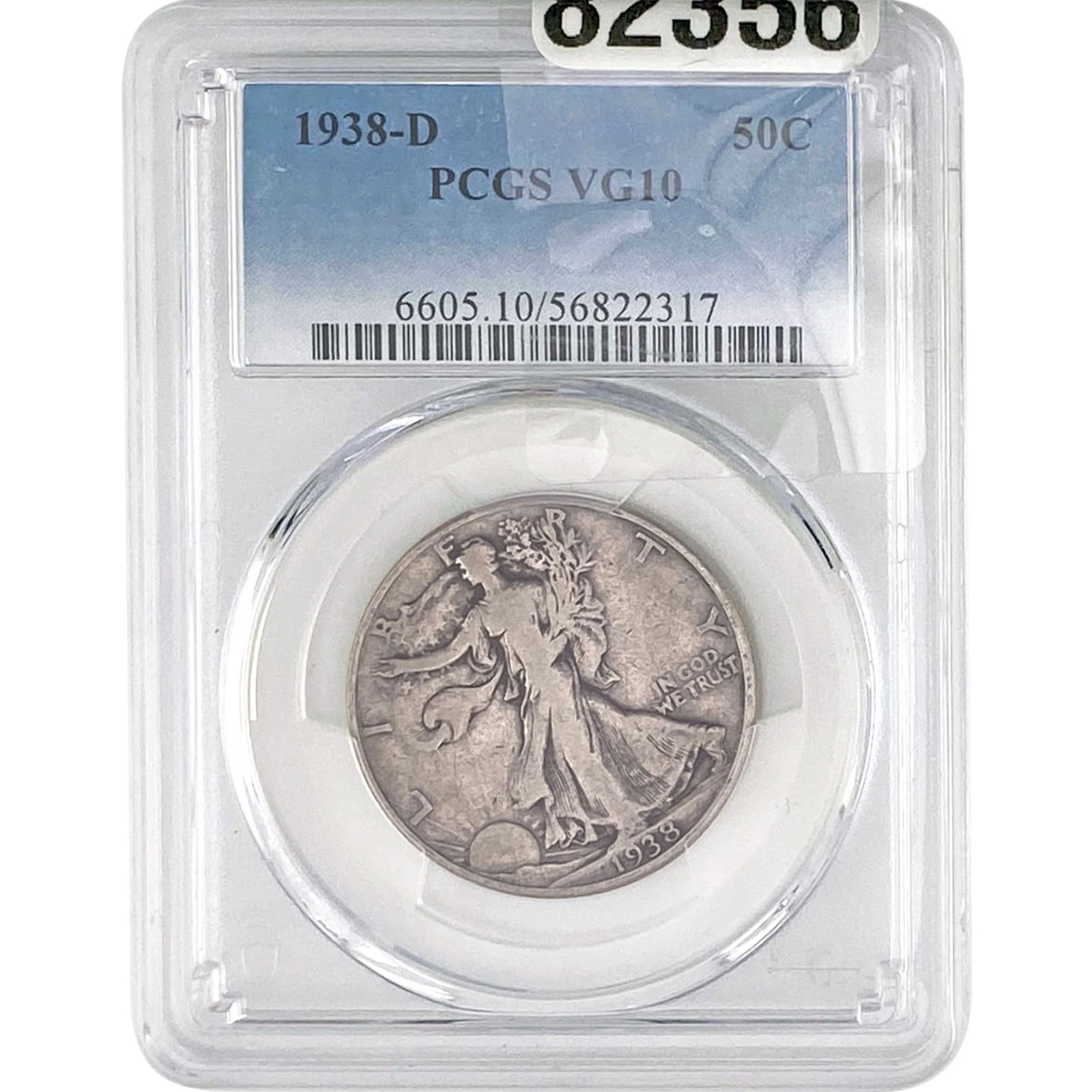 1938-D Walking Liberty Half Dollar PCGS VG10: 1938-D Walking Liberty Half Dollar PCGS VG10