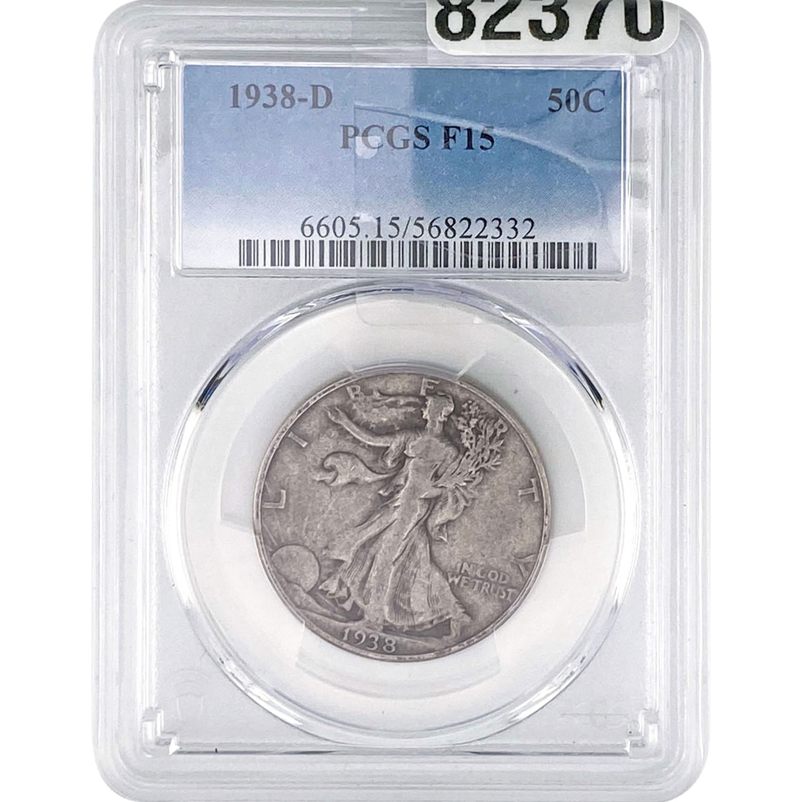1938-D Walking Liberty Half Dollar PCGS F15: 1938-D Walking Liberty Half Dollar PCGS F15