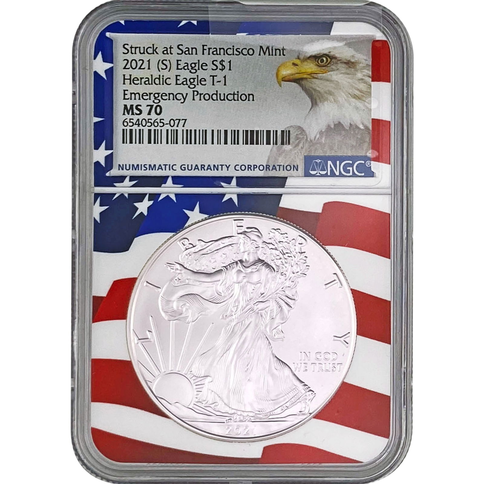 2021-S NGC MS70 1oz Silver SE Heraldic T-1 (1 of 2)