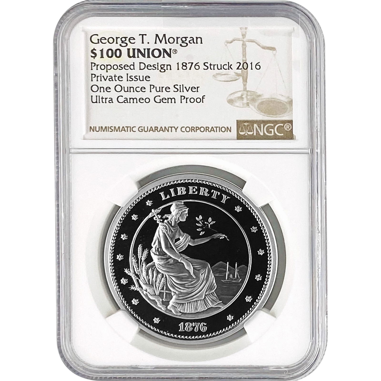 1876 NGC George T. Morgan 1oz Silver Ultra Cameo: 1876 NGC George T. Morgan 1oz Silver Ultra Cameo