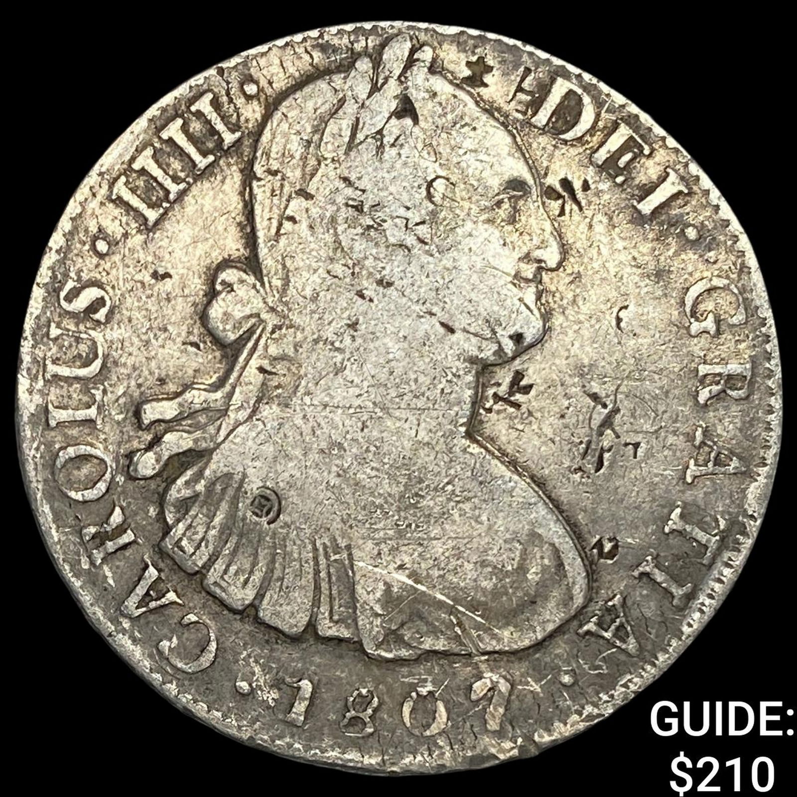 1807 Mo Mexico Silver 8 Reales Chopmarked NEARLY UNCIRCULATED (1 of 2)