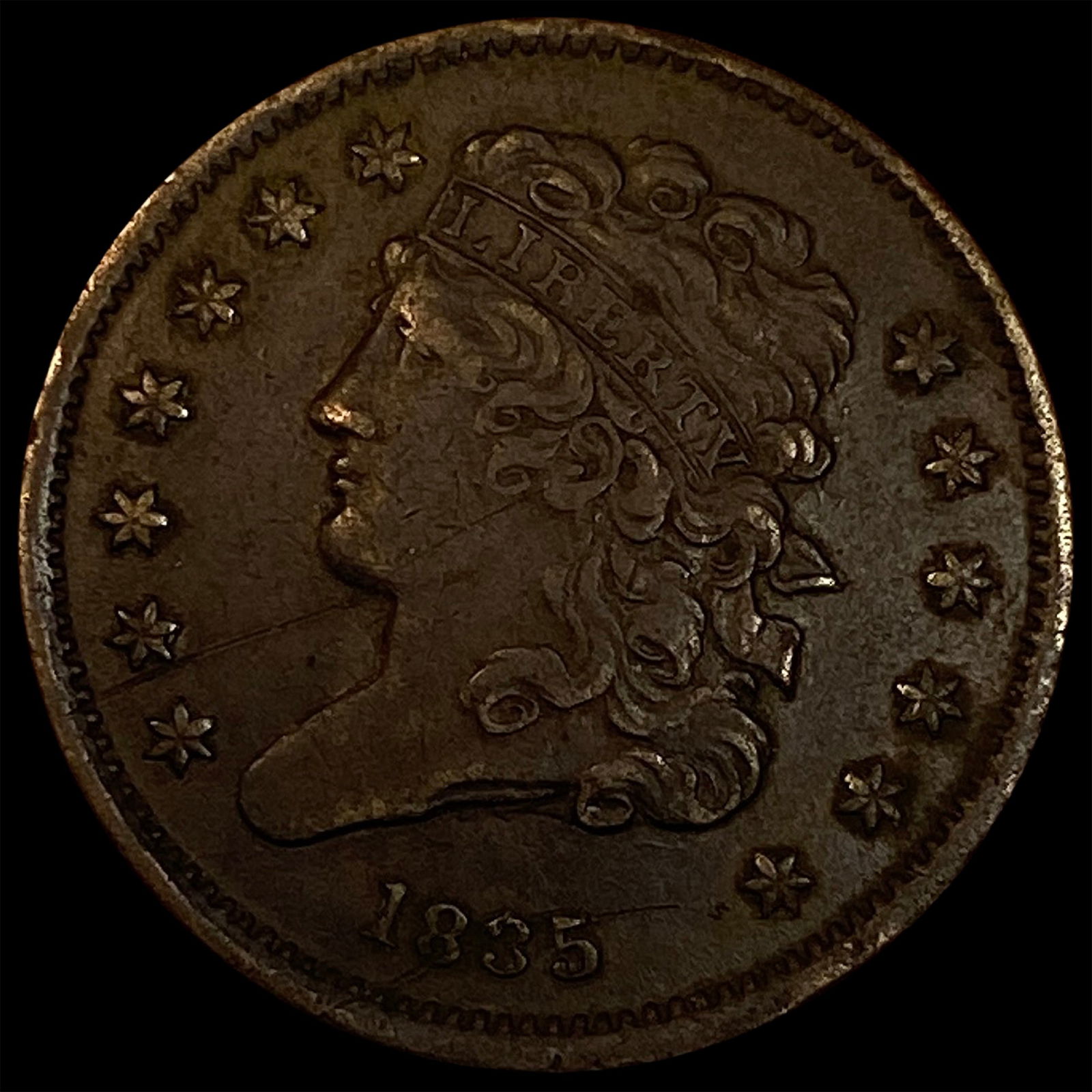 1835 Classic Head Half Cent NEARLY UNCIRCULATED (1 of 2)