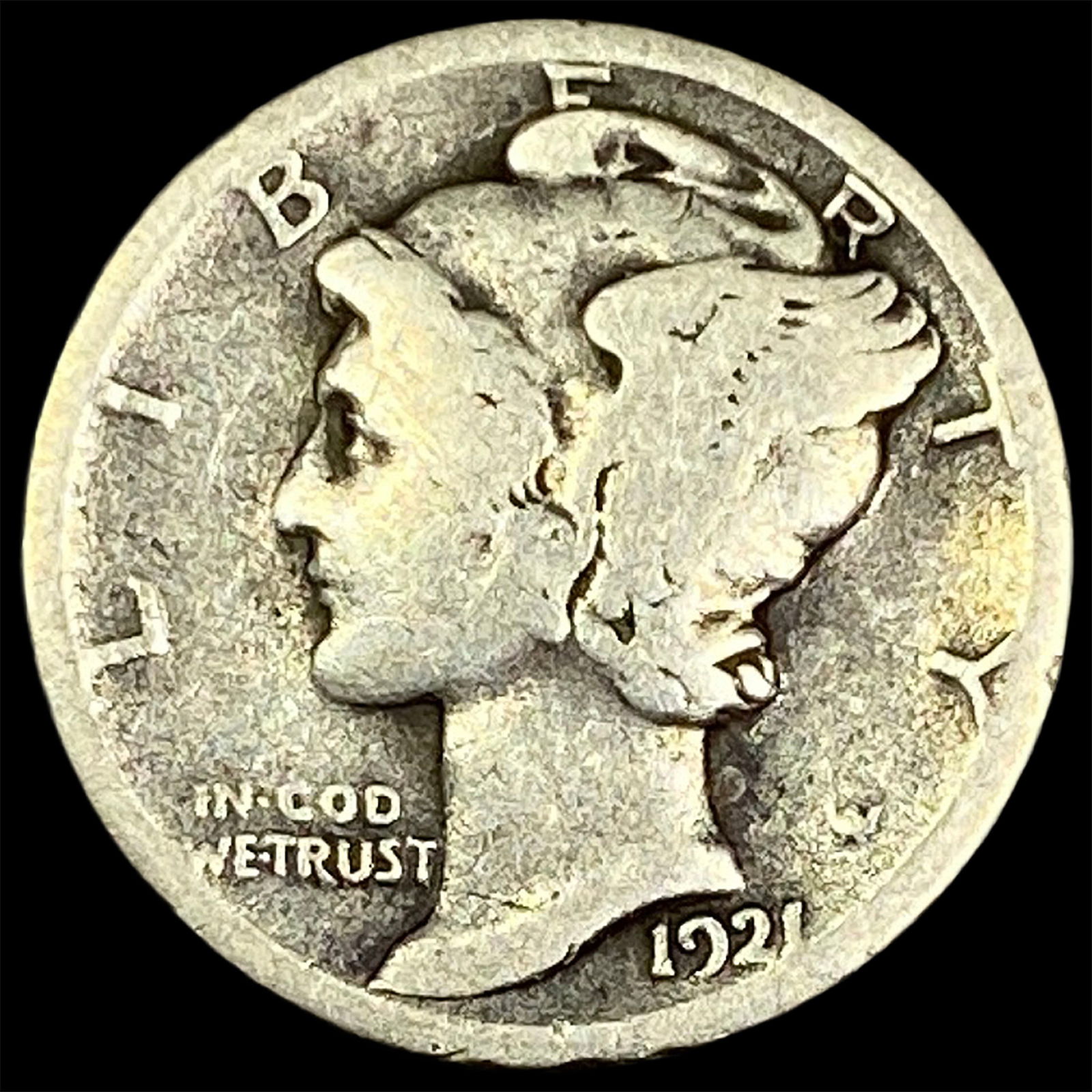1921 Silver Mercury Dime NICELY CIRCULATED (1 of 2)