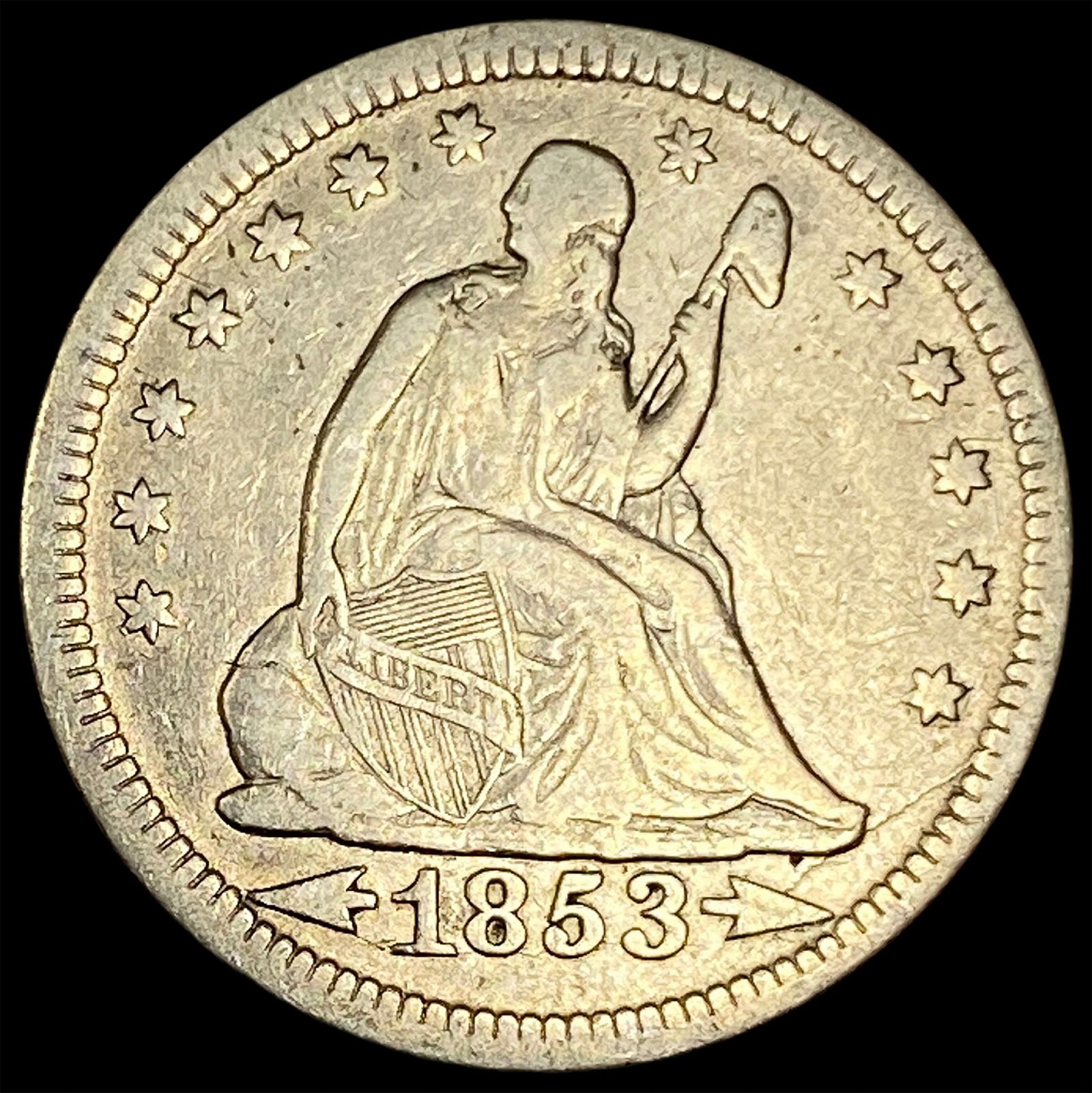 1853 Arrows Seated Liberty Quarter LIGHTLY CIRCULATED (1 of 2)