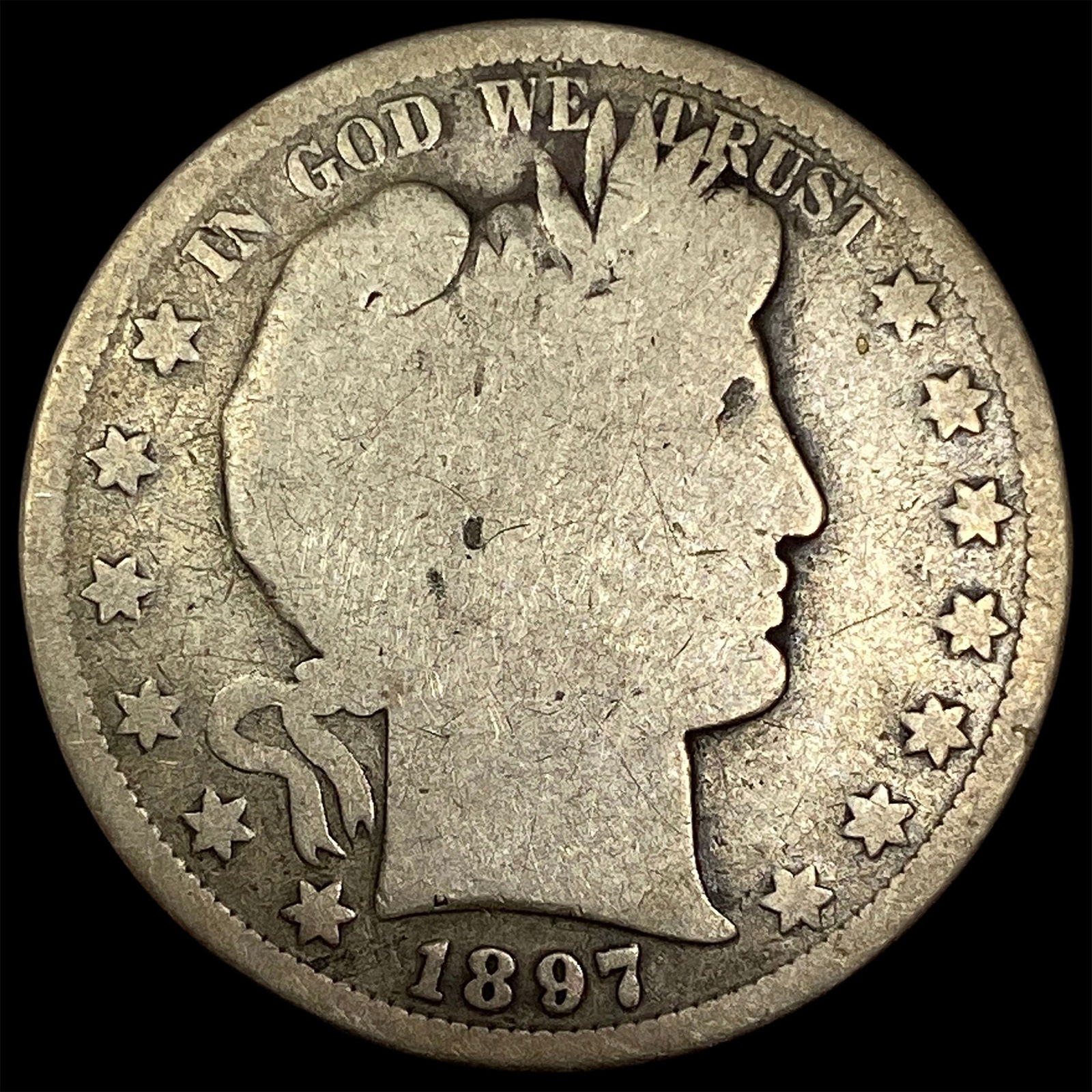 1897-S Silver Barber Half Dollar NICELY CIRCULATED (1 of 2)
