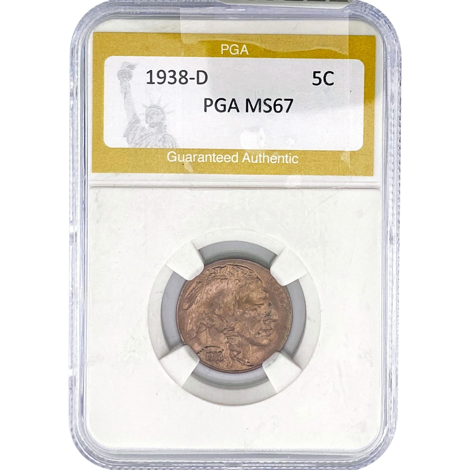 1938-D Buffalo Nickel PGA MS67: 1938-D Buffalo Nickel PGA MS67