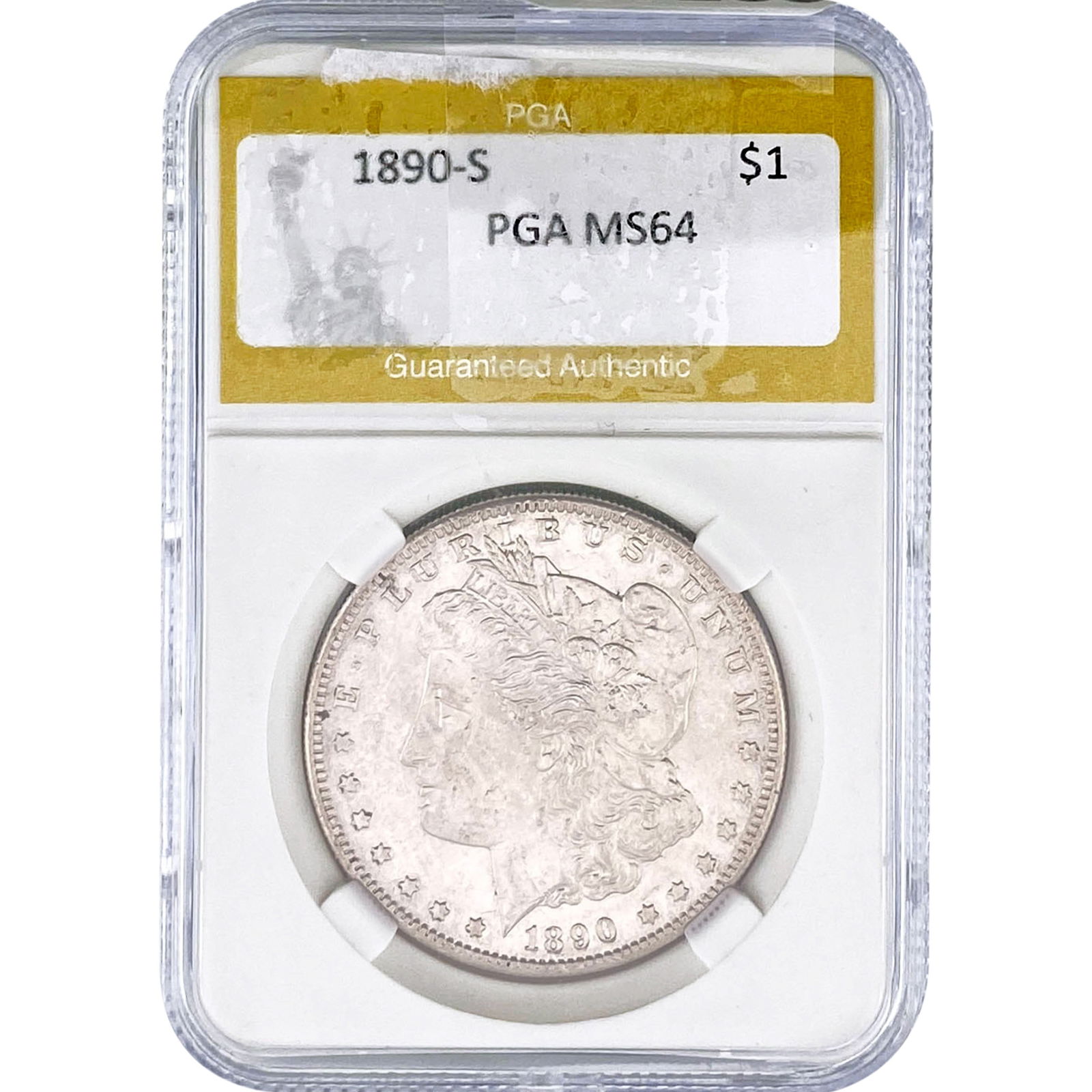 1890-S Morgan Silver Dollar PGA MS64: 1890-S Morgan Silver Dollar PGA MS64