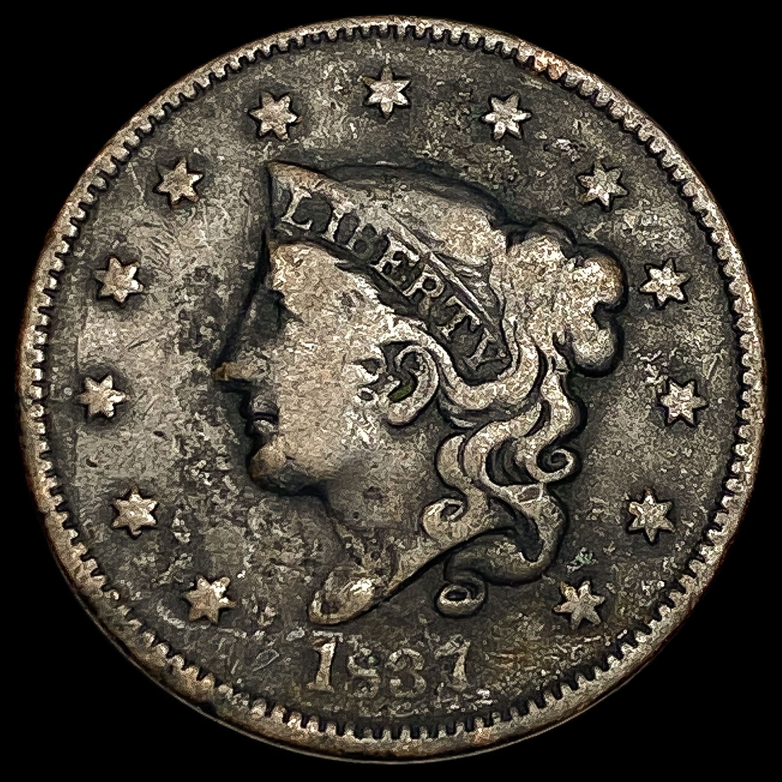 1837 Coronet Head Large Cent NICELY CIRCULATED (1 of 2)