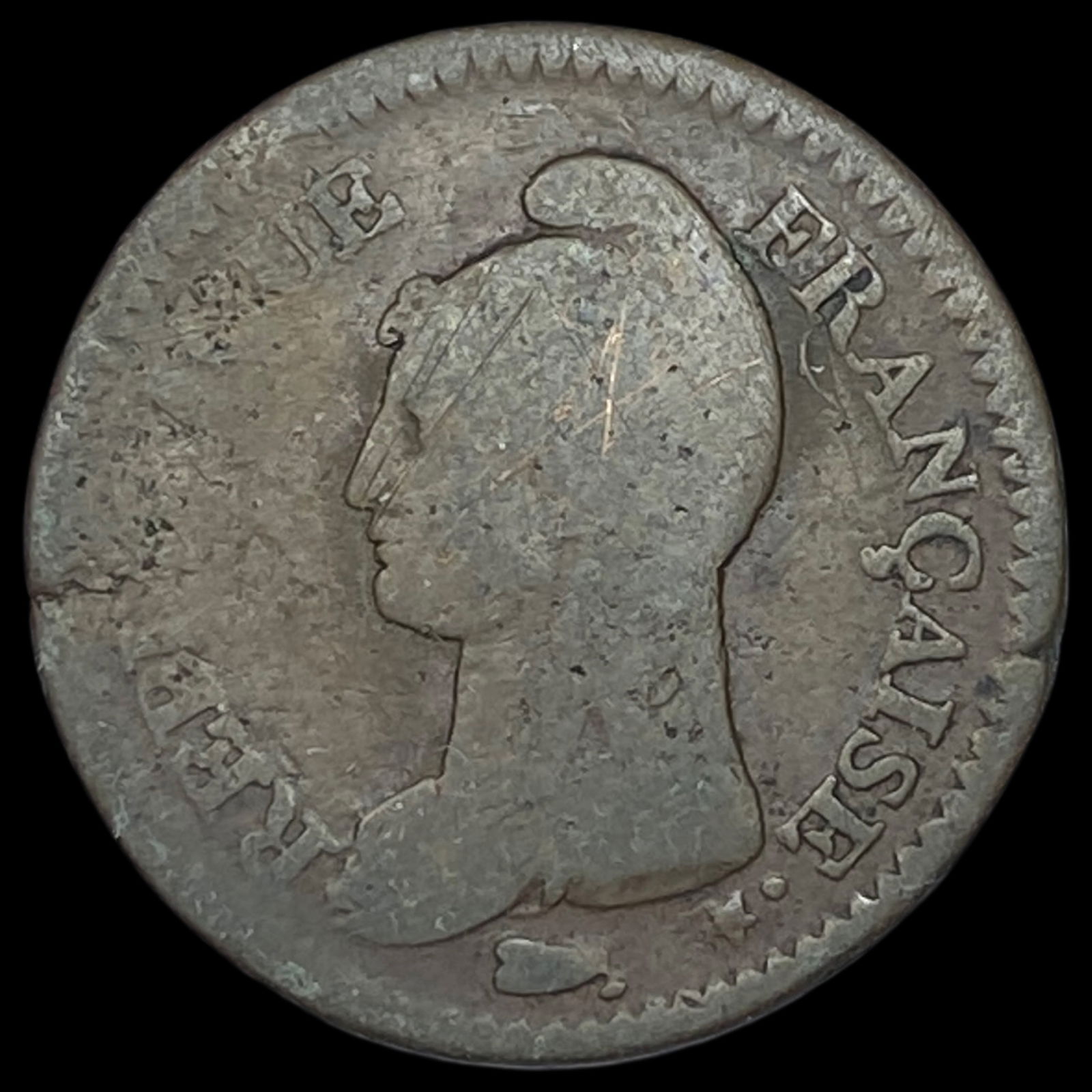 France Bronze 1 Decime ABOUT UNCIRCULATED (1 of 2)