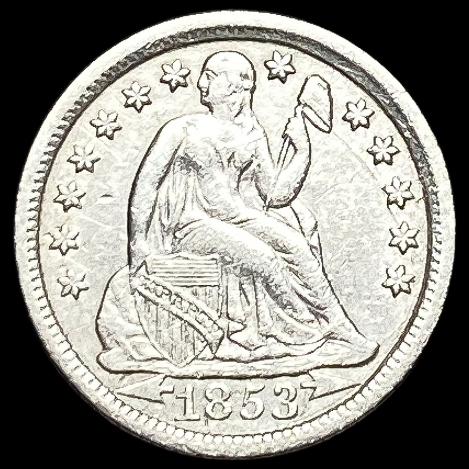 1853 Arrows Seated Liberty Dime CLOSELY UNCIRCULATED (1 of 2)