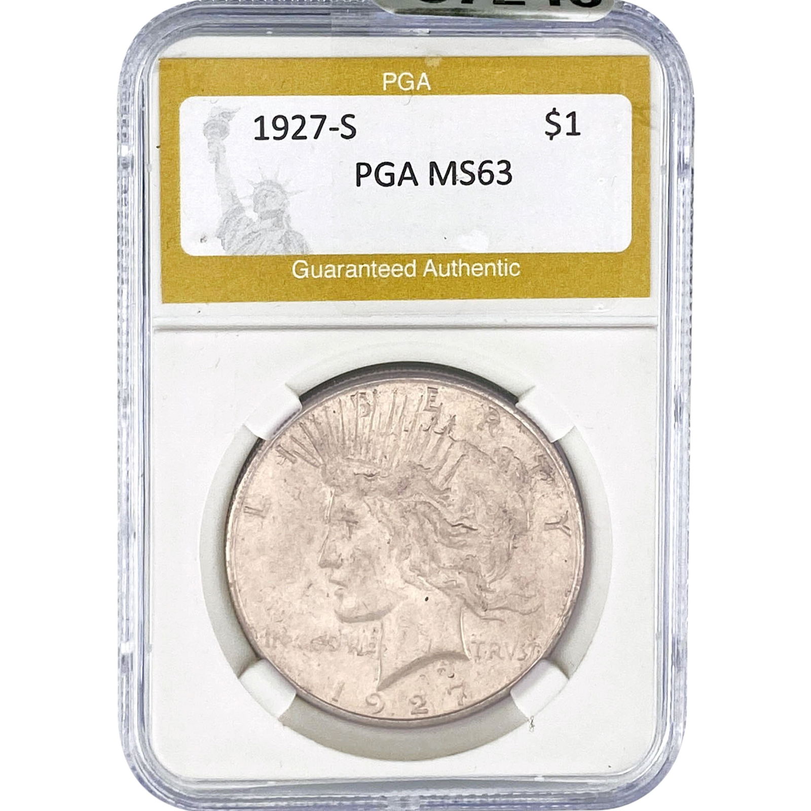 1927-S Silver Peace Dollar PGA MS63: 1927-S Silver Peace Dollar PGA MS63