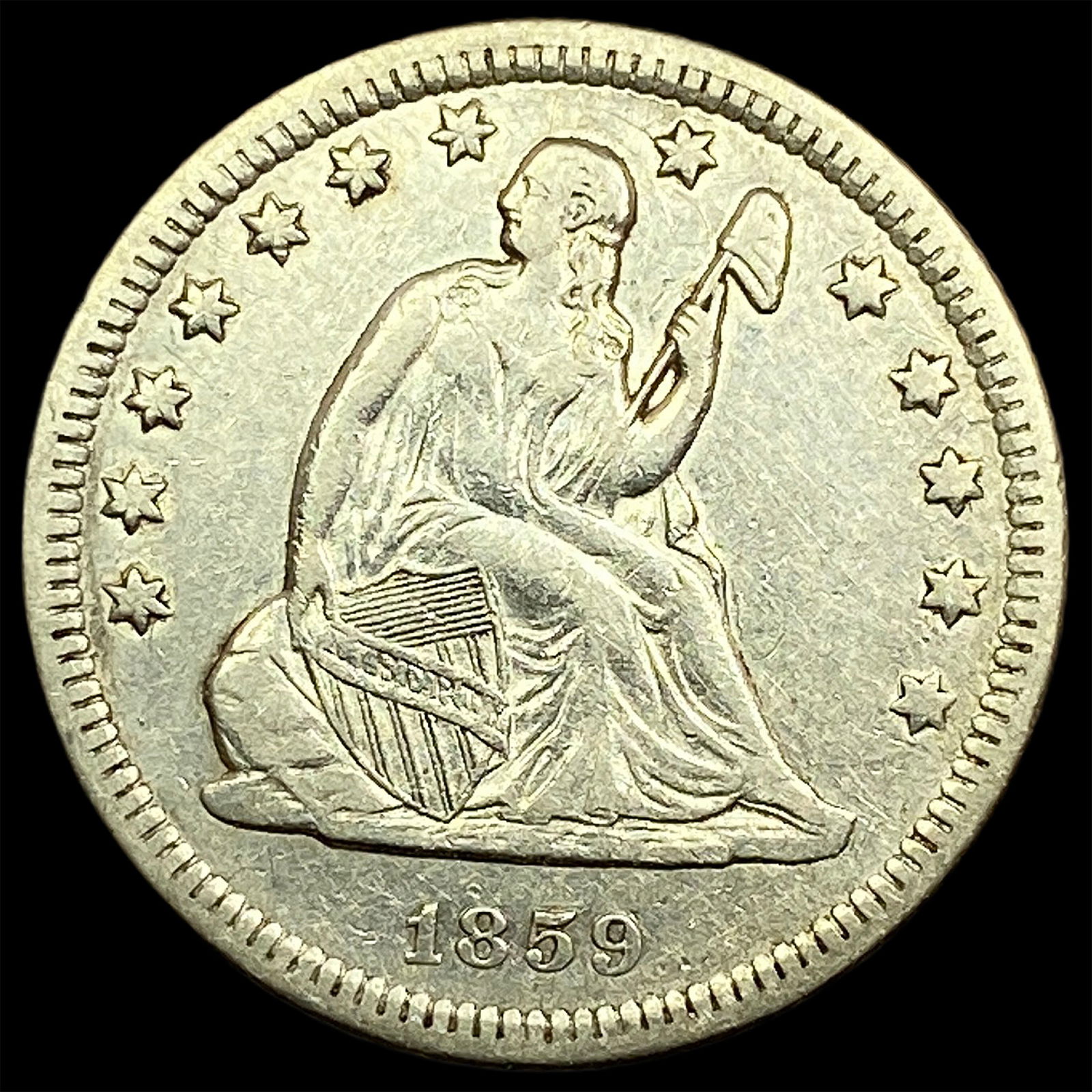 1859-O Seated Liberty Quarter CLOSELY UNCIRCULATED (1 of 2)