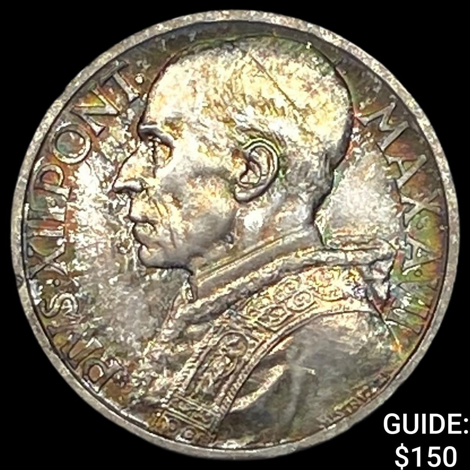1945 Vatican State Pope Pius XII Silver 5 Lira NEARLY UNCIRCULATED (1 of 2)