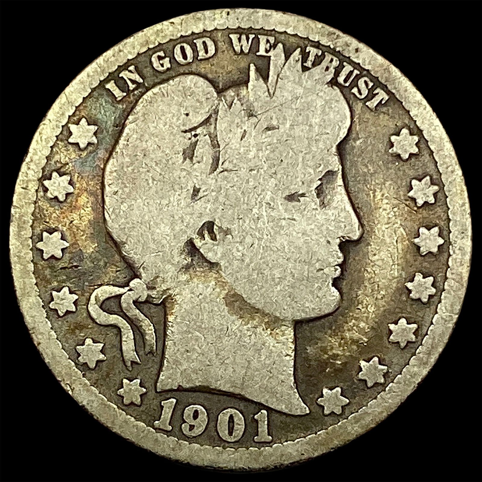 1901-O Barber Silver Quarter NICELY CIRCULATED (1 of 2)
