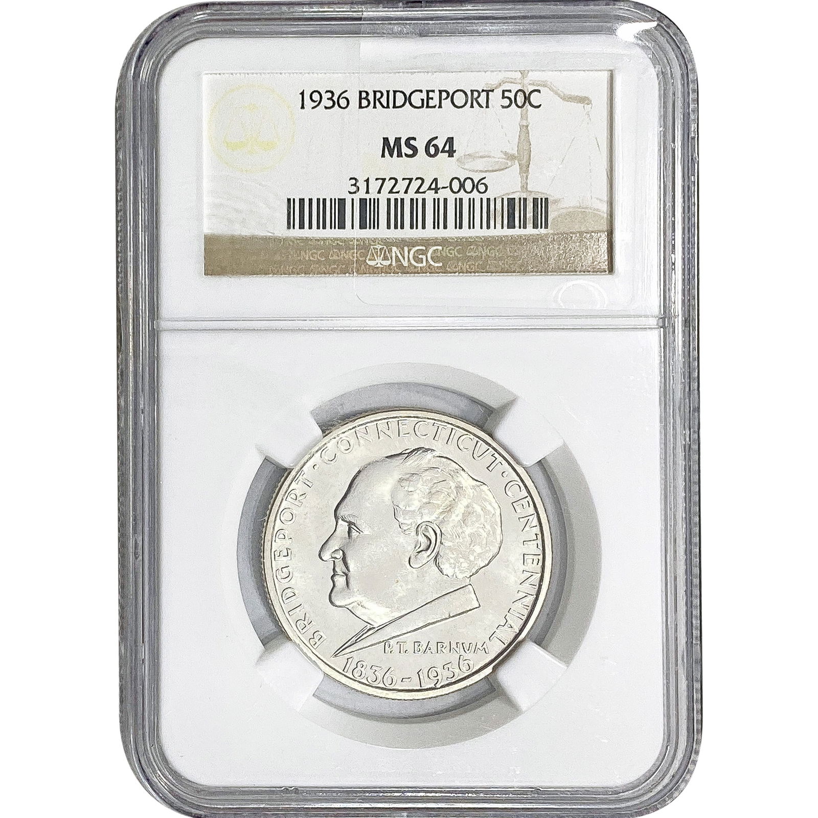 1936 Bridgeport Half Dollar NGC MS64 (1 of 2)
