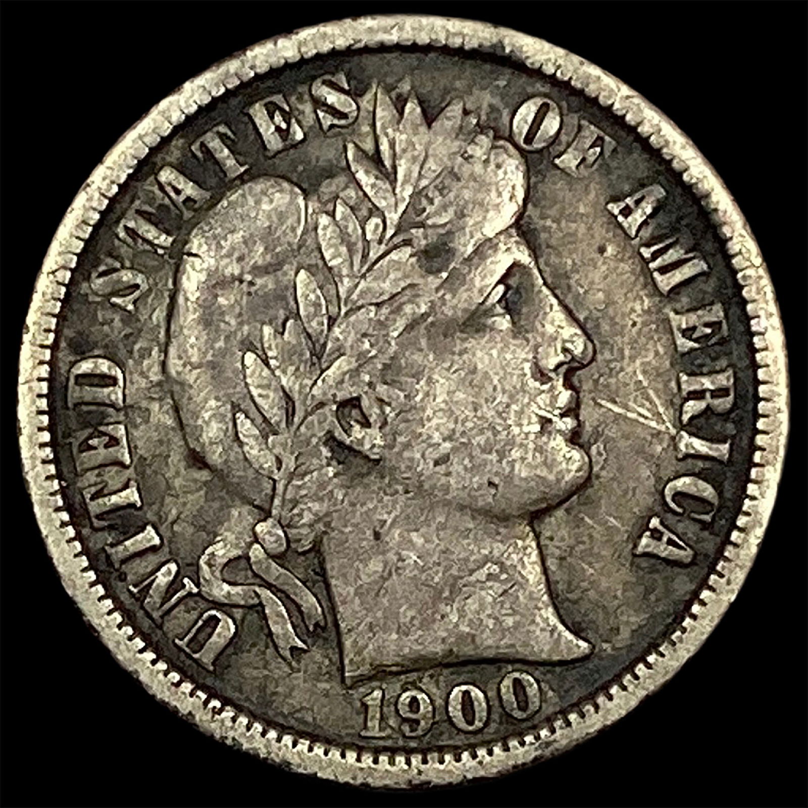 1900-O Silver Barber Dime NEARLY UNCIRCULATED (1 of 2)