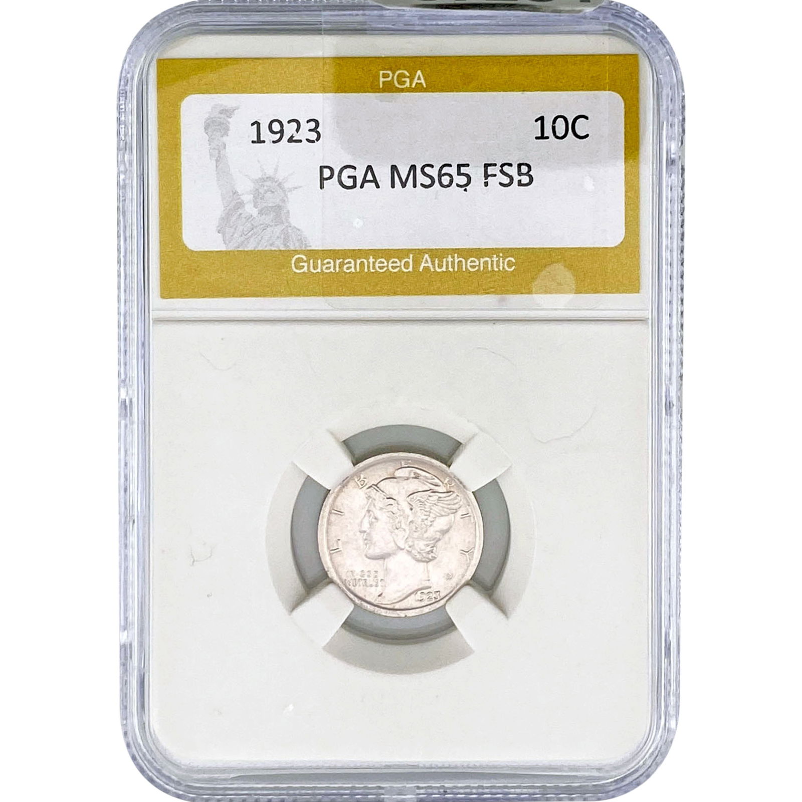 1923 Mercury Silver Dime PGA MS65 FSB: 1923 Mercury Silver Dime PGA MS65 FSB